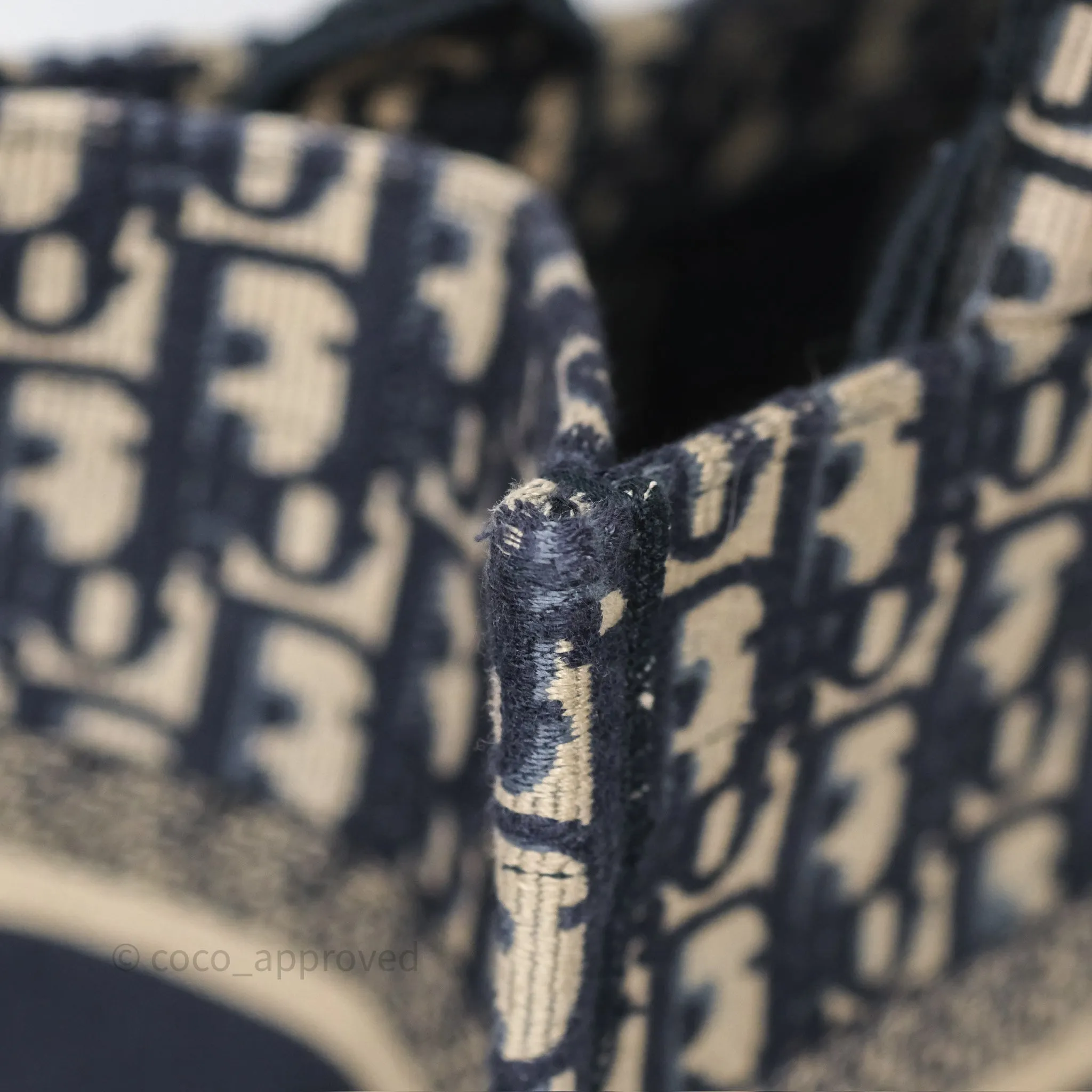 Dior New Small Book Tote Navy Dior Oblique Embroidery Canvas