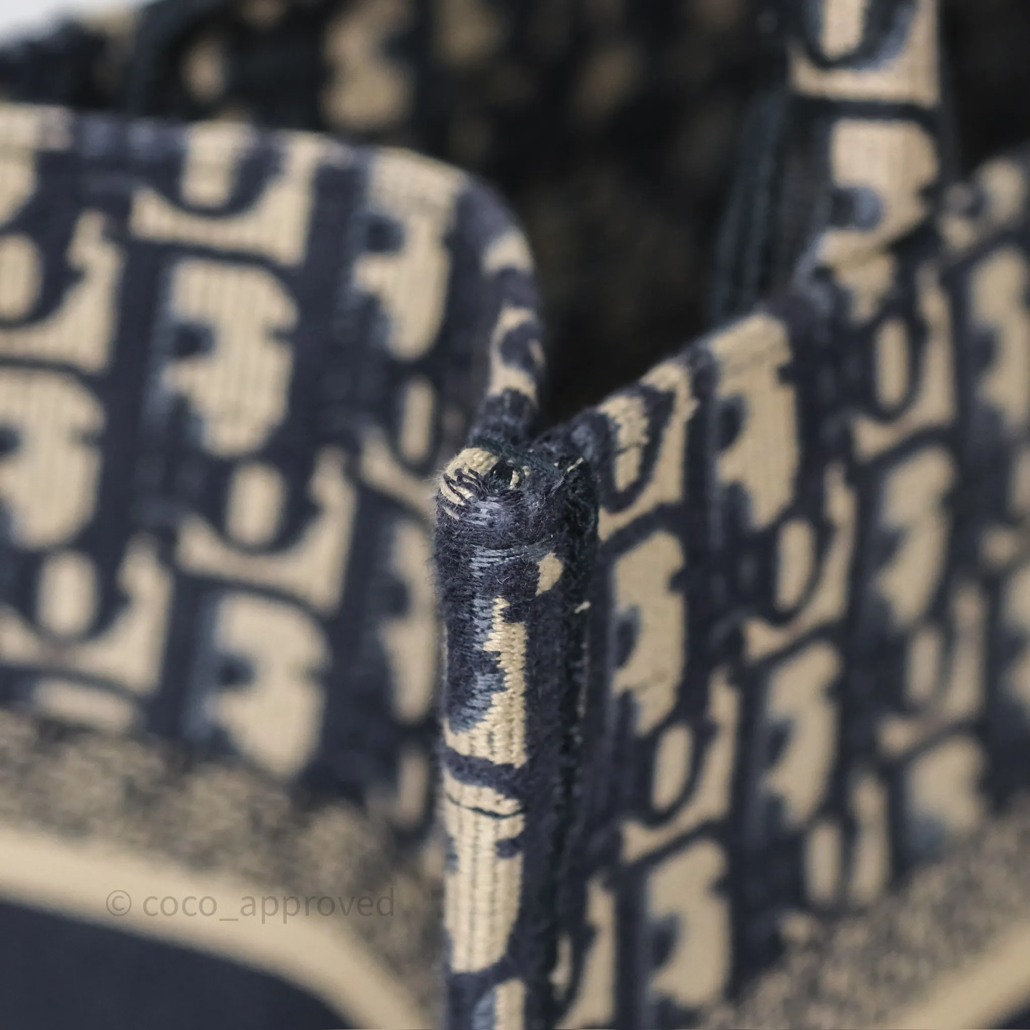 Dior New Small Book Tote Navy Dior Oblique Embroidery Canvas