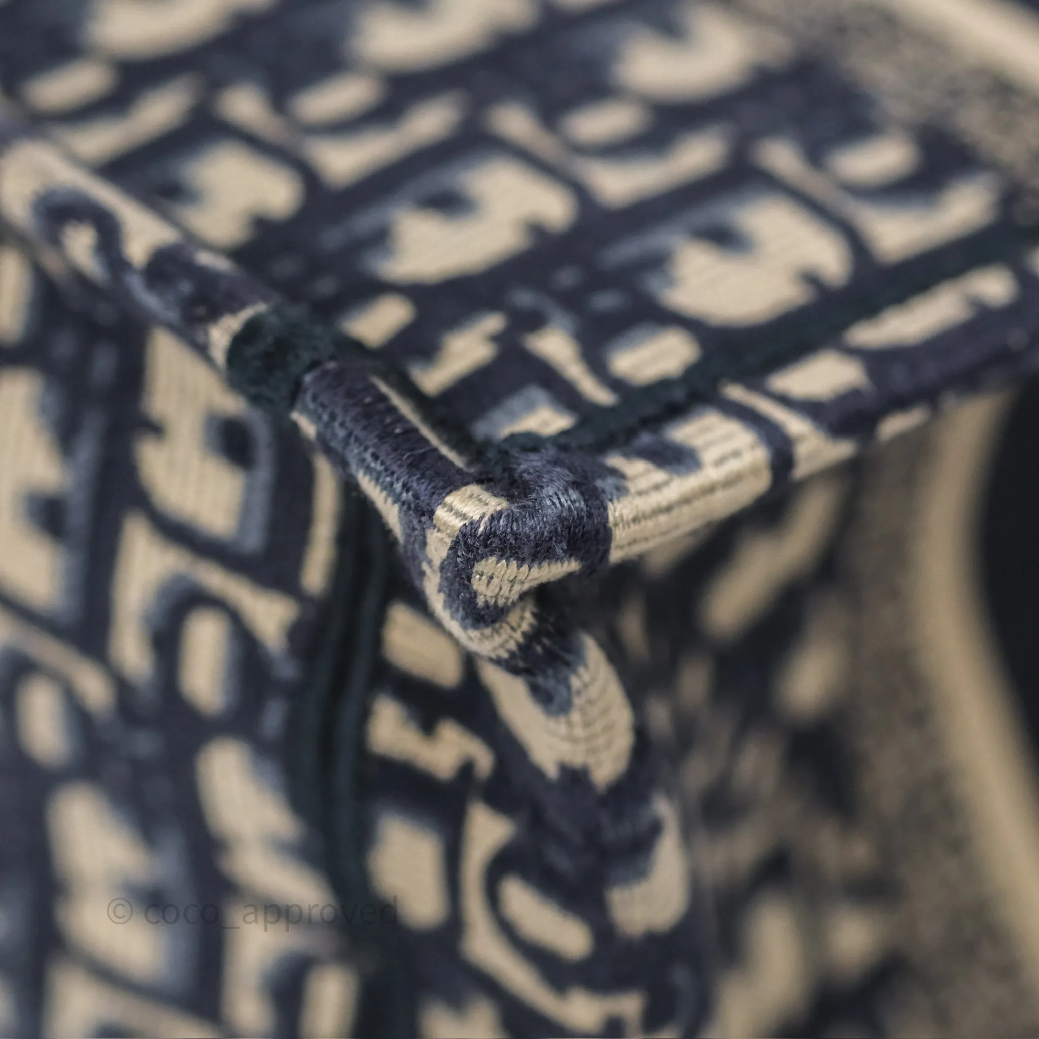 Dior New Small Book Tote Navy Dior Oblique Embroidery Canvas