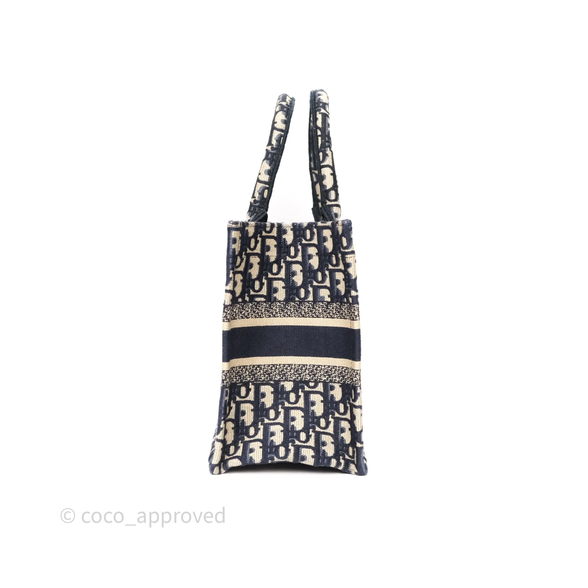Dior New Small Book Tote Navy Dior Oblique Embroidery Canvas