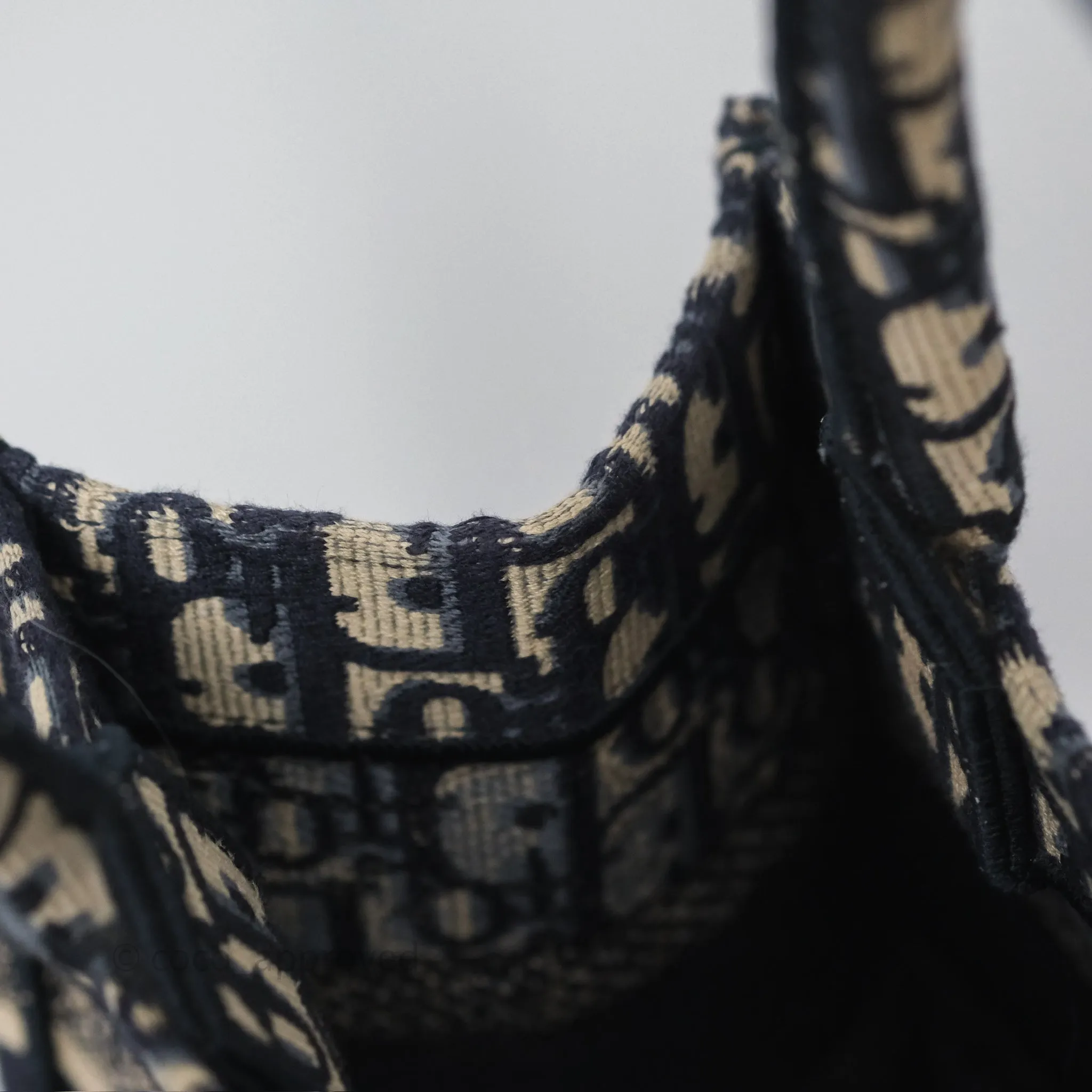 Dior New Small Book Tote Navy Dior Oblique Embroidery Canvas