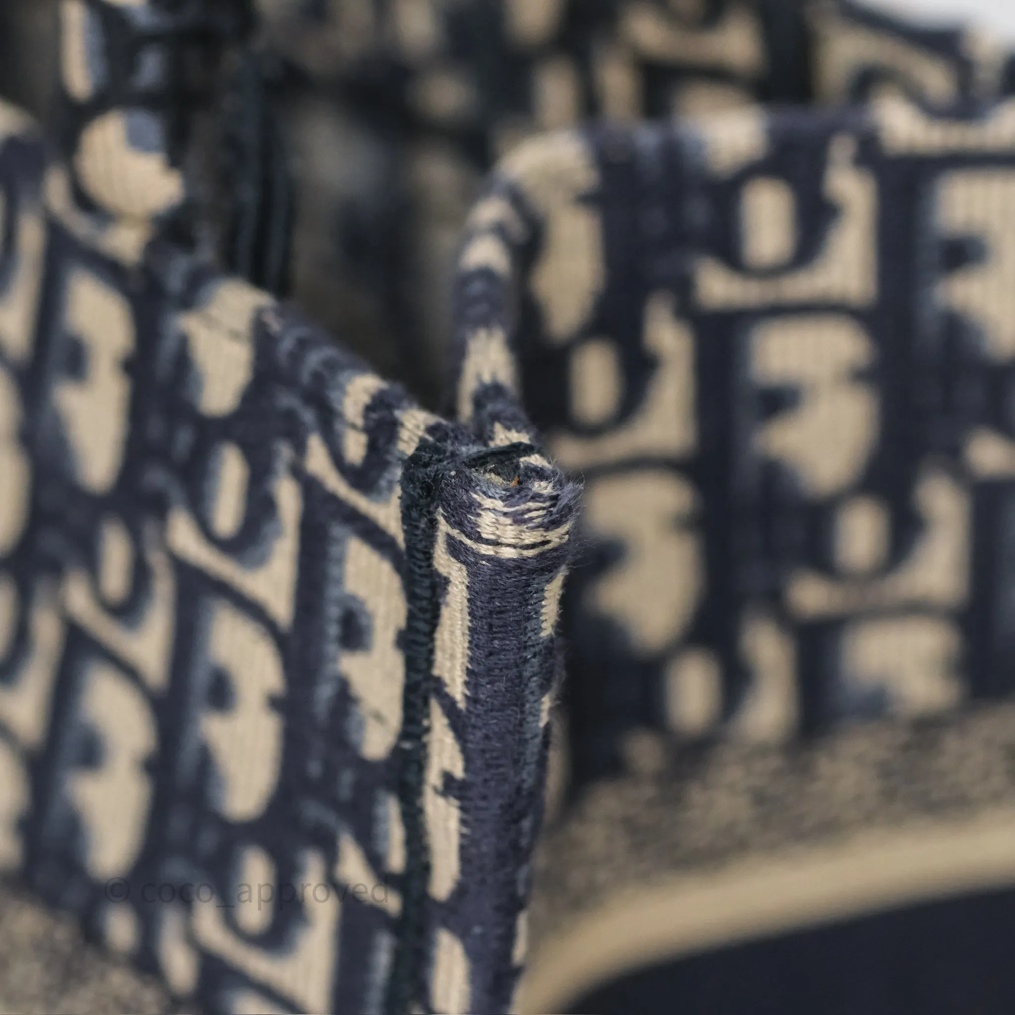 Dior New Small Book Tote Navy Dior Oblique Embroidery Canvas