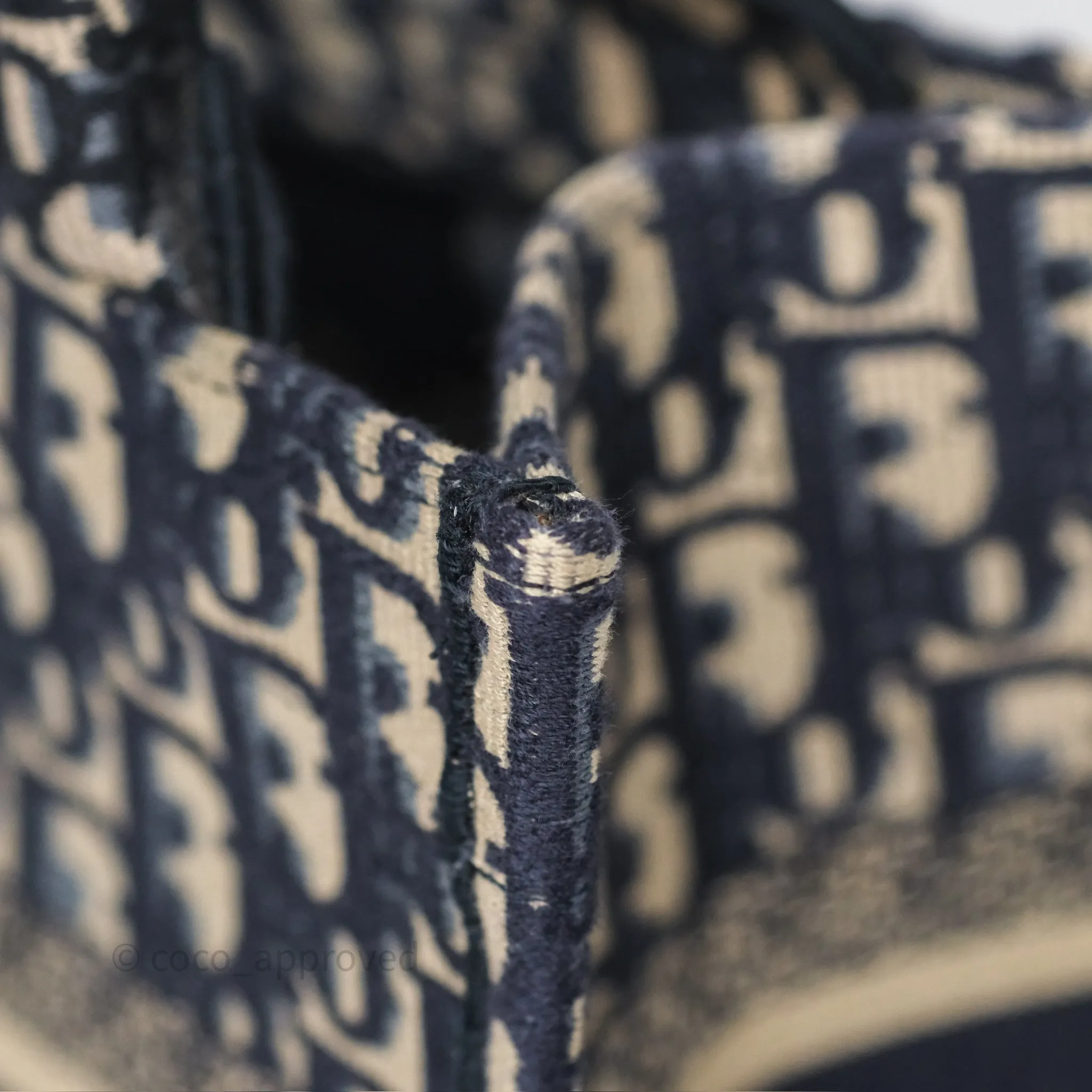 Dior New Small Book Tote Navy Dior Oblique Embroidery Canvas