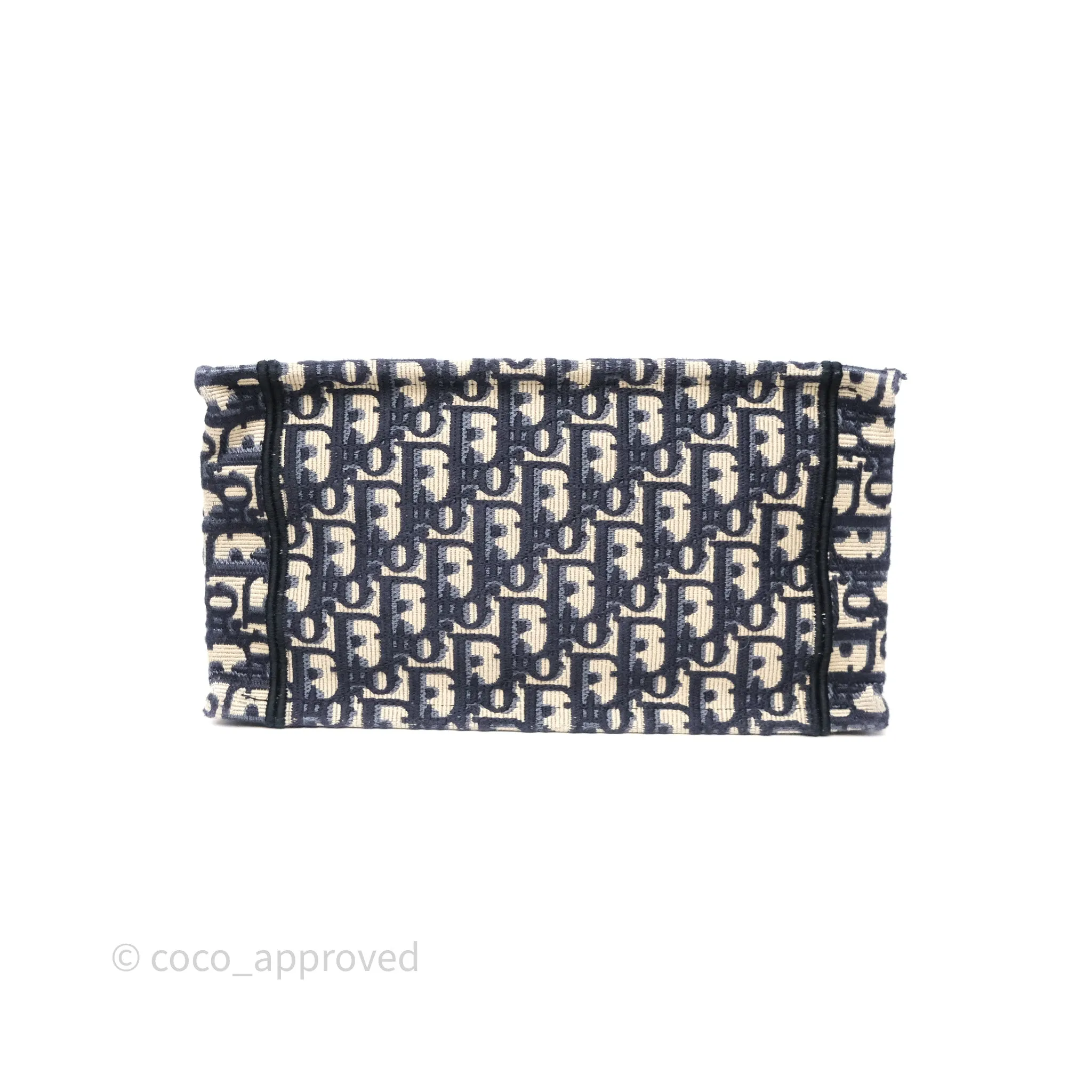 Dior New Small Book Tote Navy Dior Oblique Embroidery Canvas
