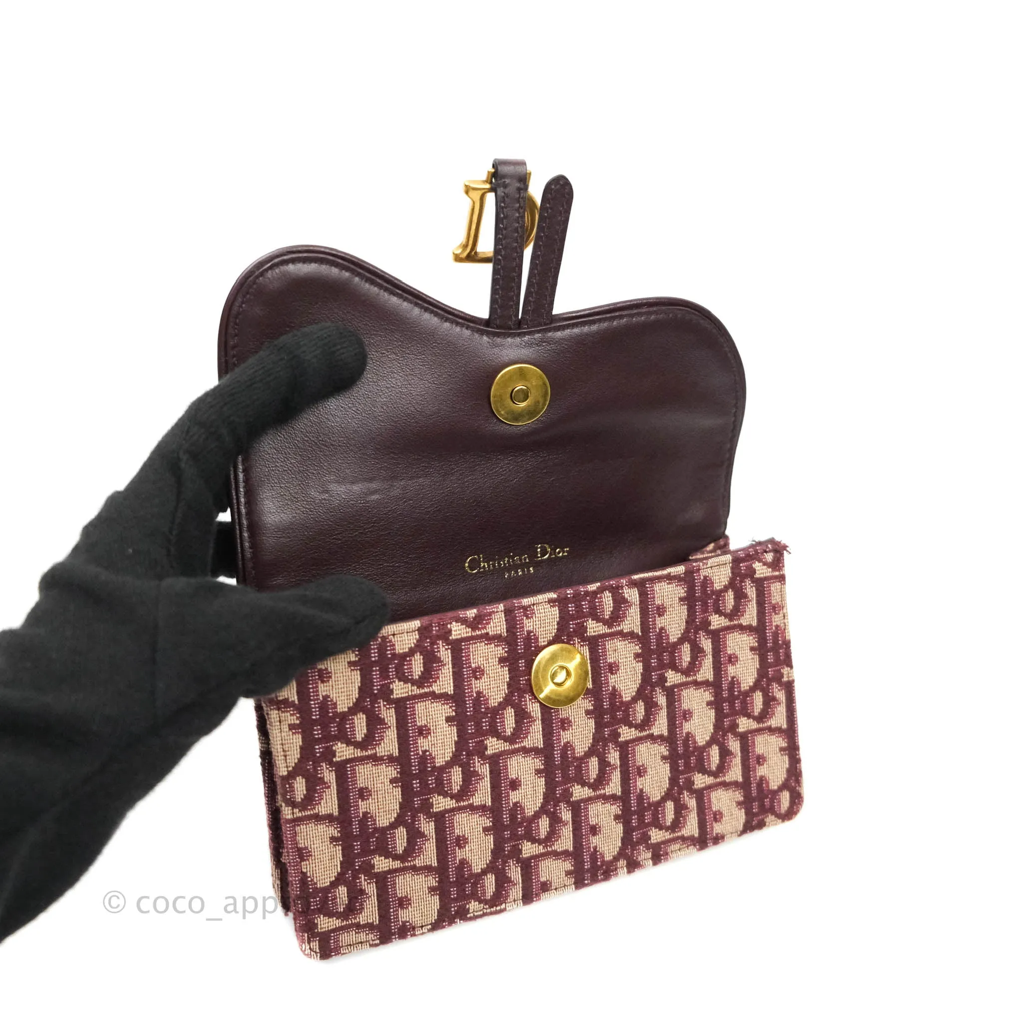 Dior Saddle Belt Pouch Burgundy Dior Oblique Jacquard