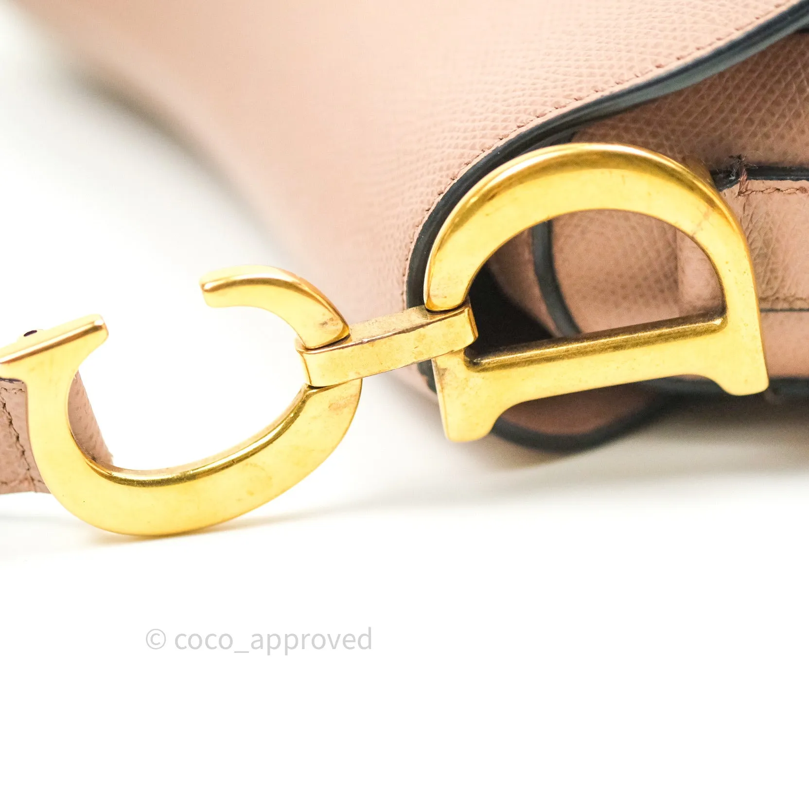 Dior Saddle Medium Beige Grained Calfskin Gold Hardware with Dior Strap