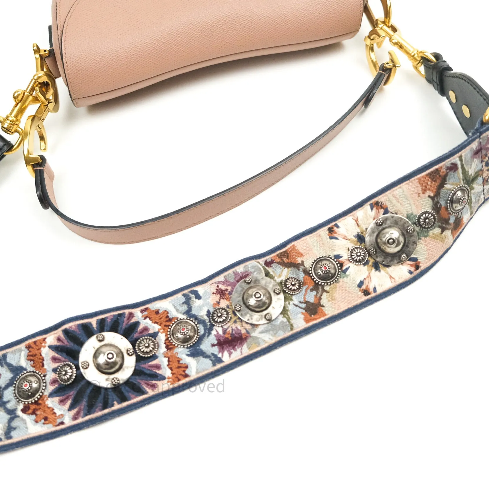 Dior Saddle Medium Beige Grained Calfskin Gold Hardware with Dior Strap