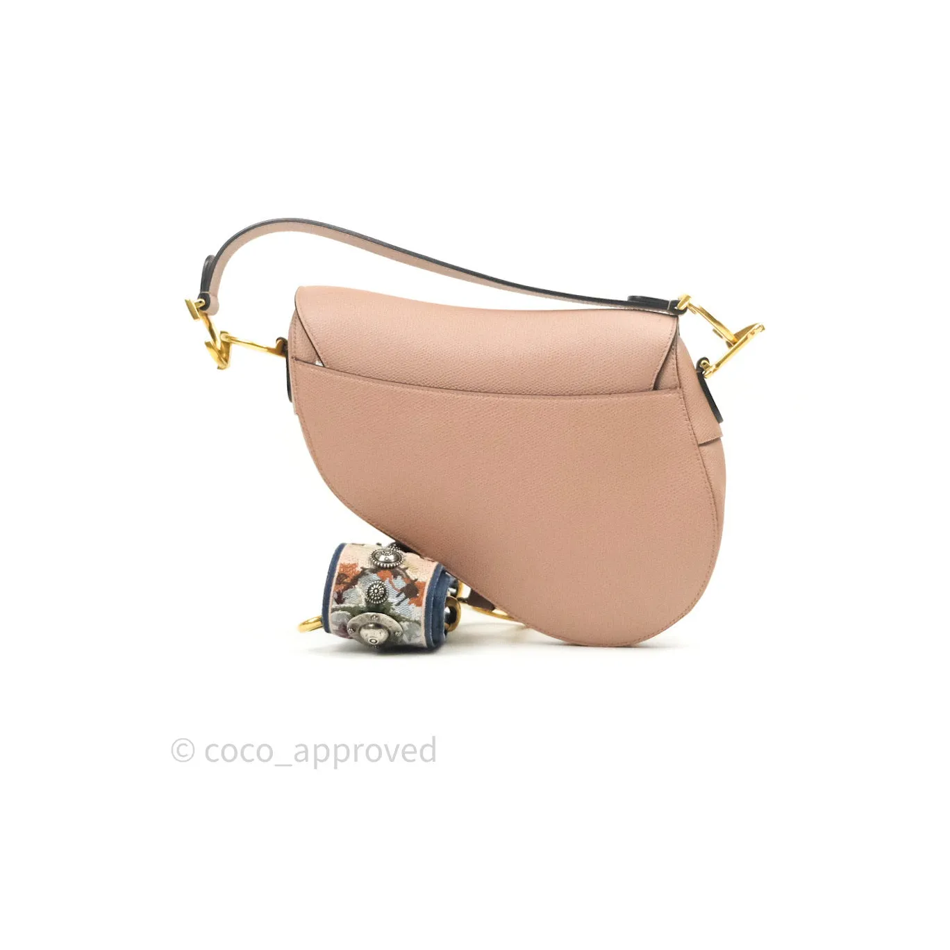 Dior Saddle Medium Beige Grained Calfskin Gold Hardware with Dior Strap