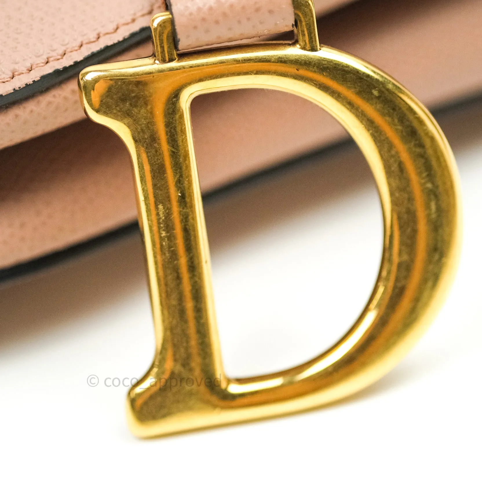 Dior Saddle Medium Beige Grained Calfskin Gold Hardware with Dior Strap