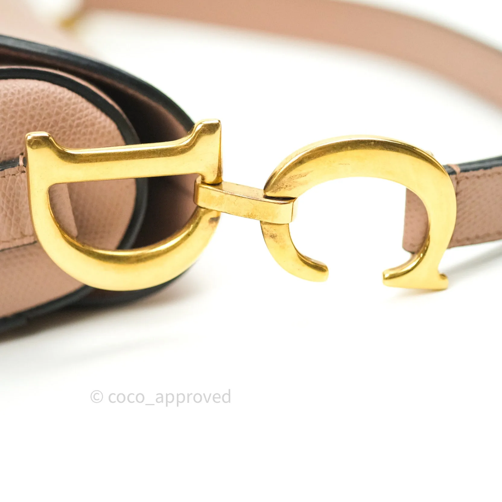 Dior Saddle Medium Beige Grained Calfskin Gold Hardware with Dior Strap