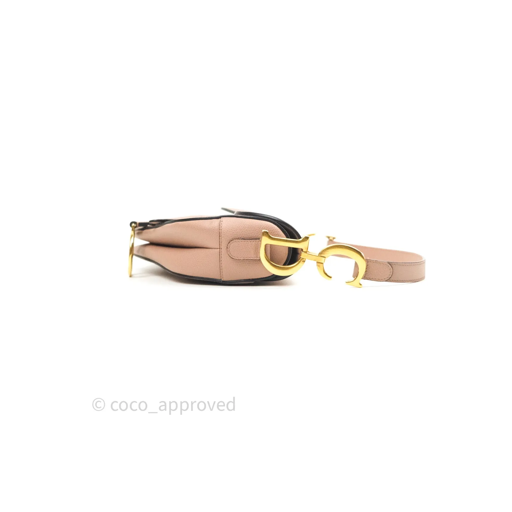 Dior Saddle Medium Beige Grained Calfskin Gold Hardware with Dior Strap