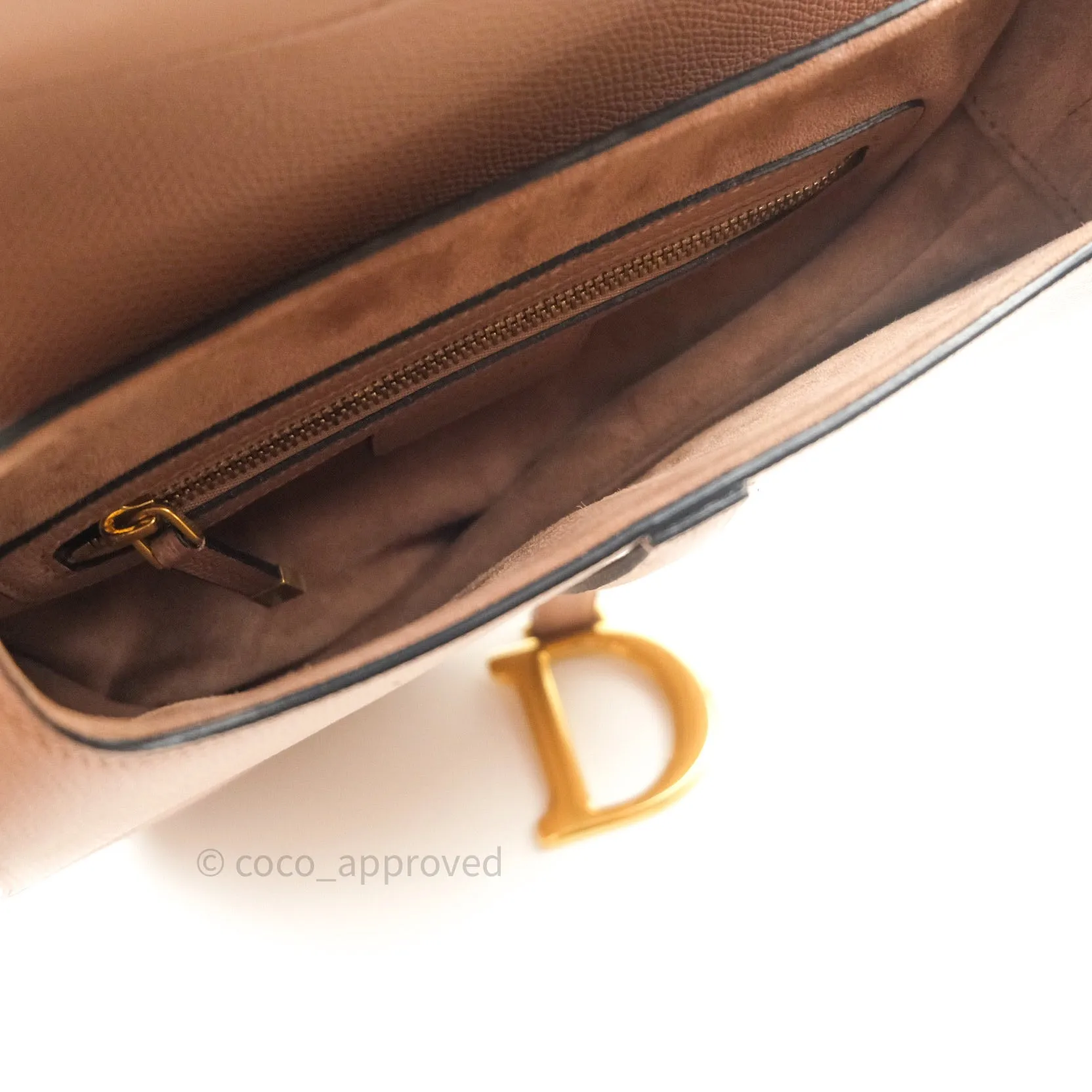 Dior Saddle Medium Beige Grained Calfskin Gold Hardware with Dior Strap