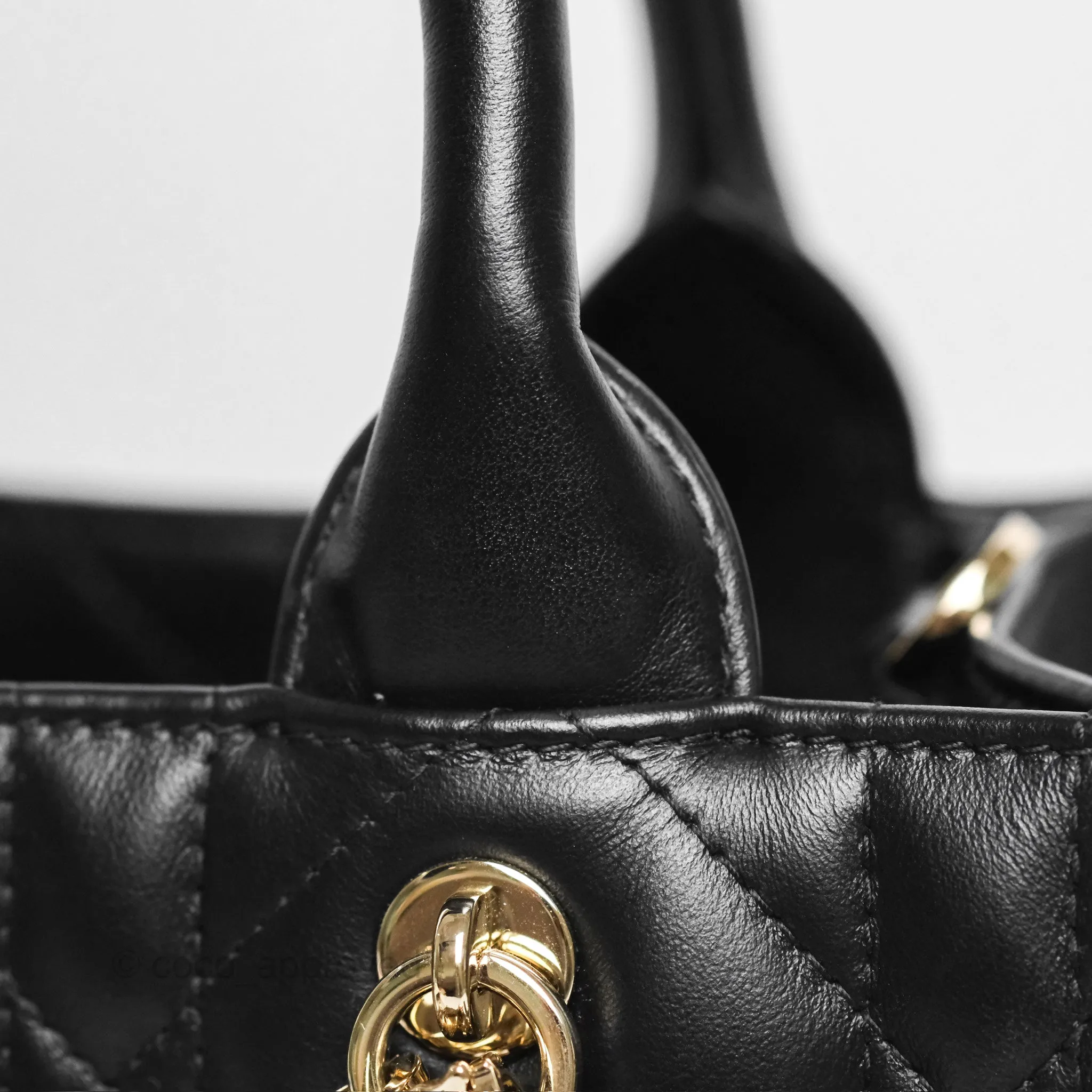 Dior Small Dior Book Tote Black Macrocannage Calfskin Gold Hardware