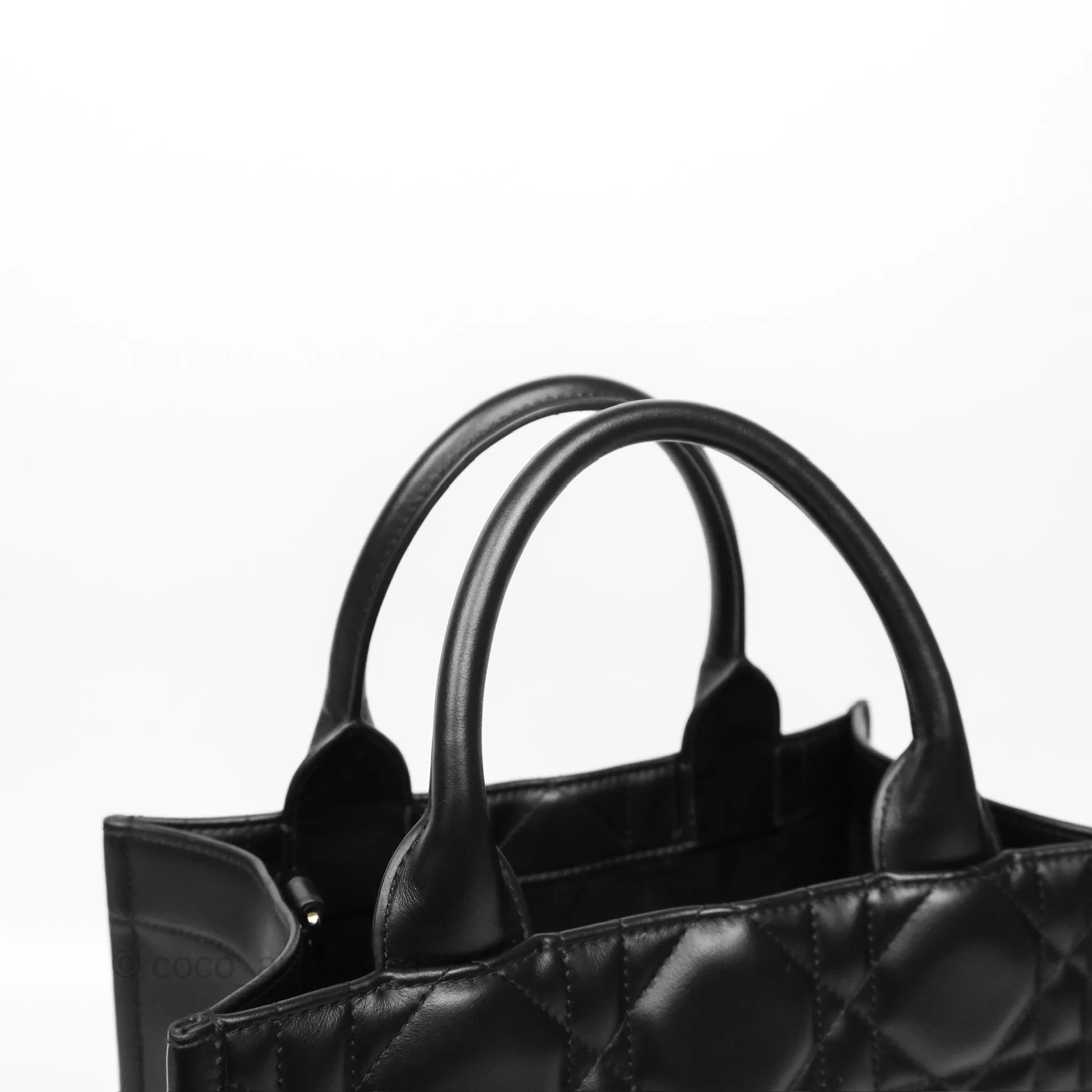 Dior Small Dior Book Tote Black Macrocannage Calfskin Gold Hardware