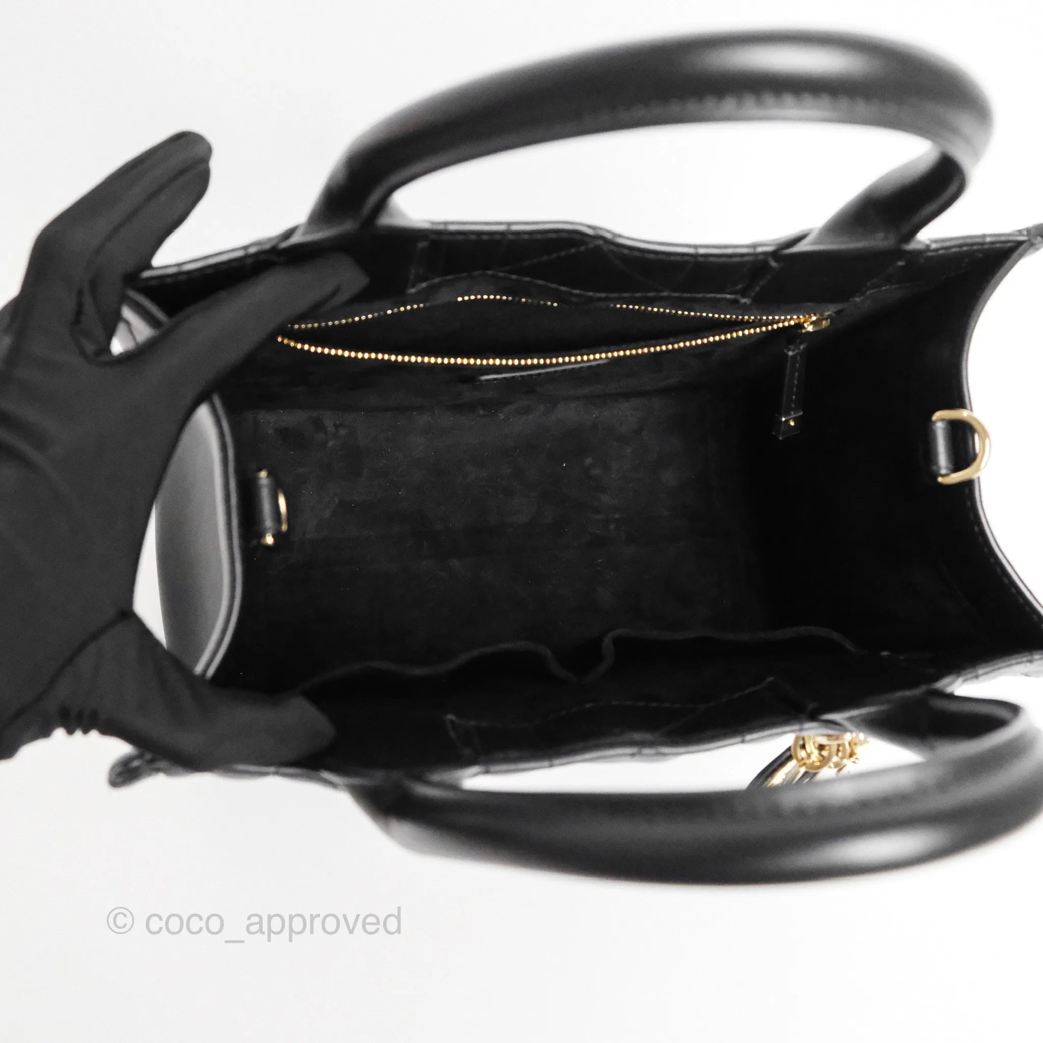 Dior Small Dior Book Tote Black Macrocannage Calfskin Gold Hardware