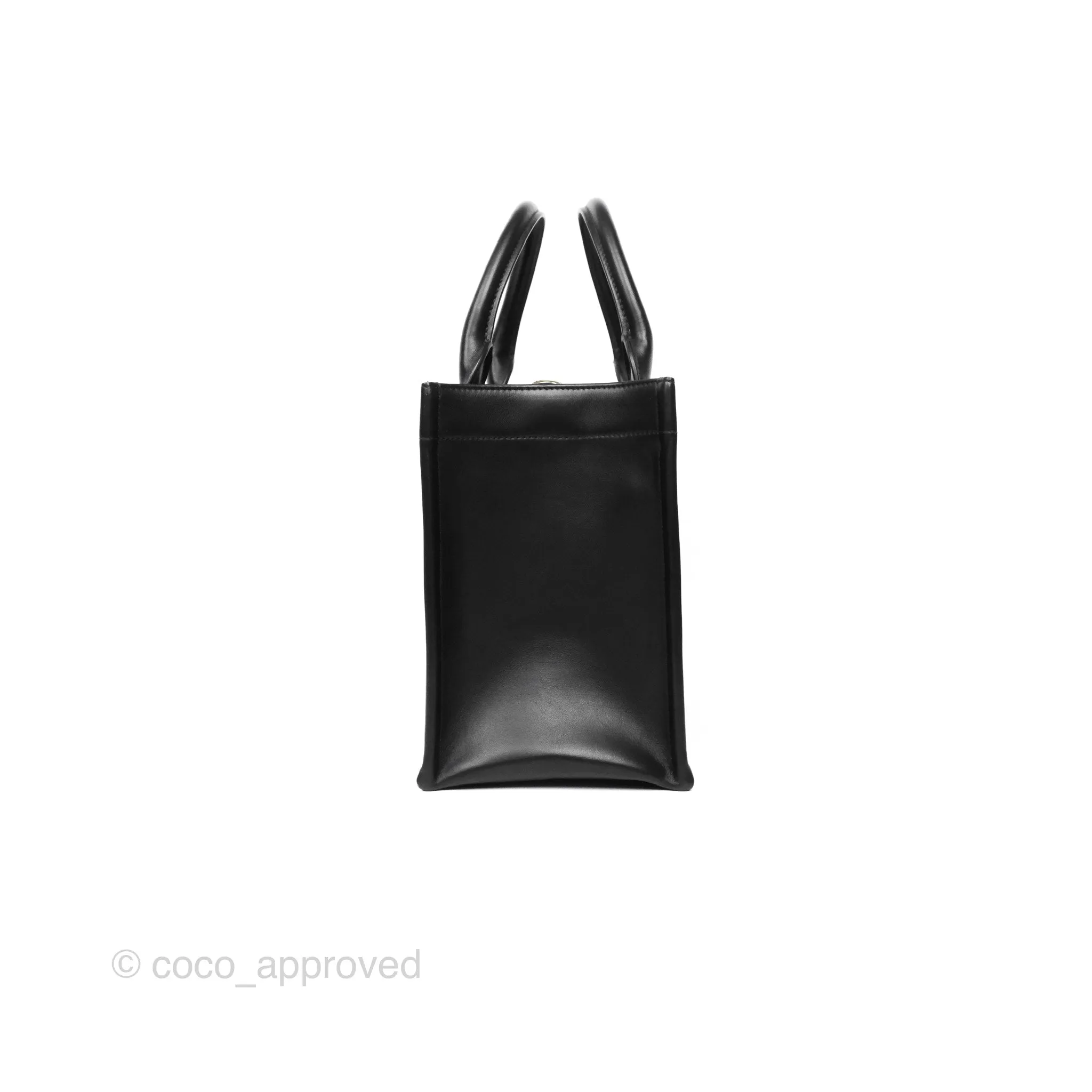 Dior Small Dior Book Tote Black Macrocannage Calfskin Gold Hardware