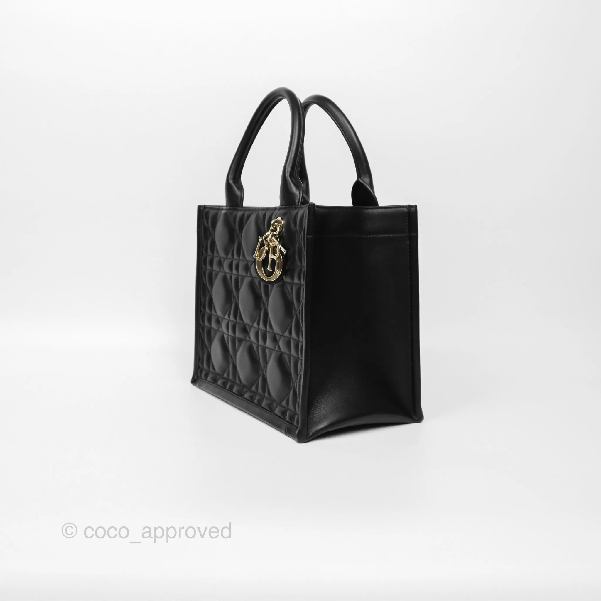Dior Small Dior Book Tote Black Macrocannage Calfskin Gold Hardware