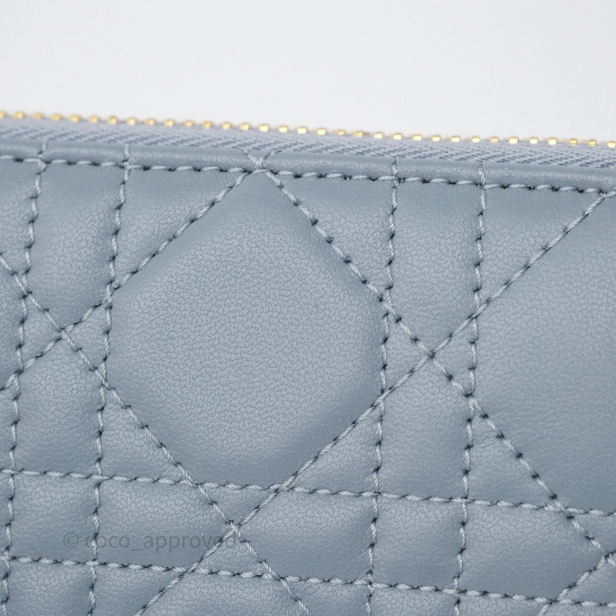 Dior Small Lady Dior Voyageur Coin Purse Cloud Blue Lambskin Cannage