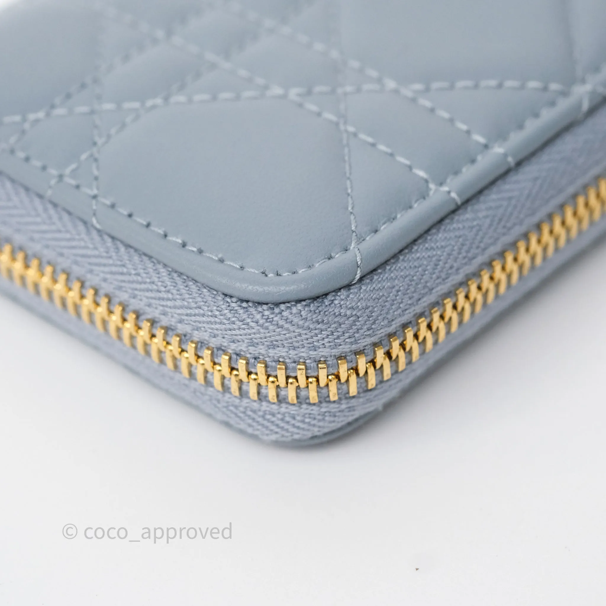 Dior Small Lady Dior Voyageur Coin Purse Cloud Blue Lambskin Cannage