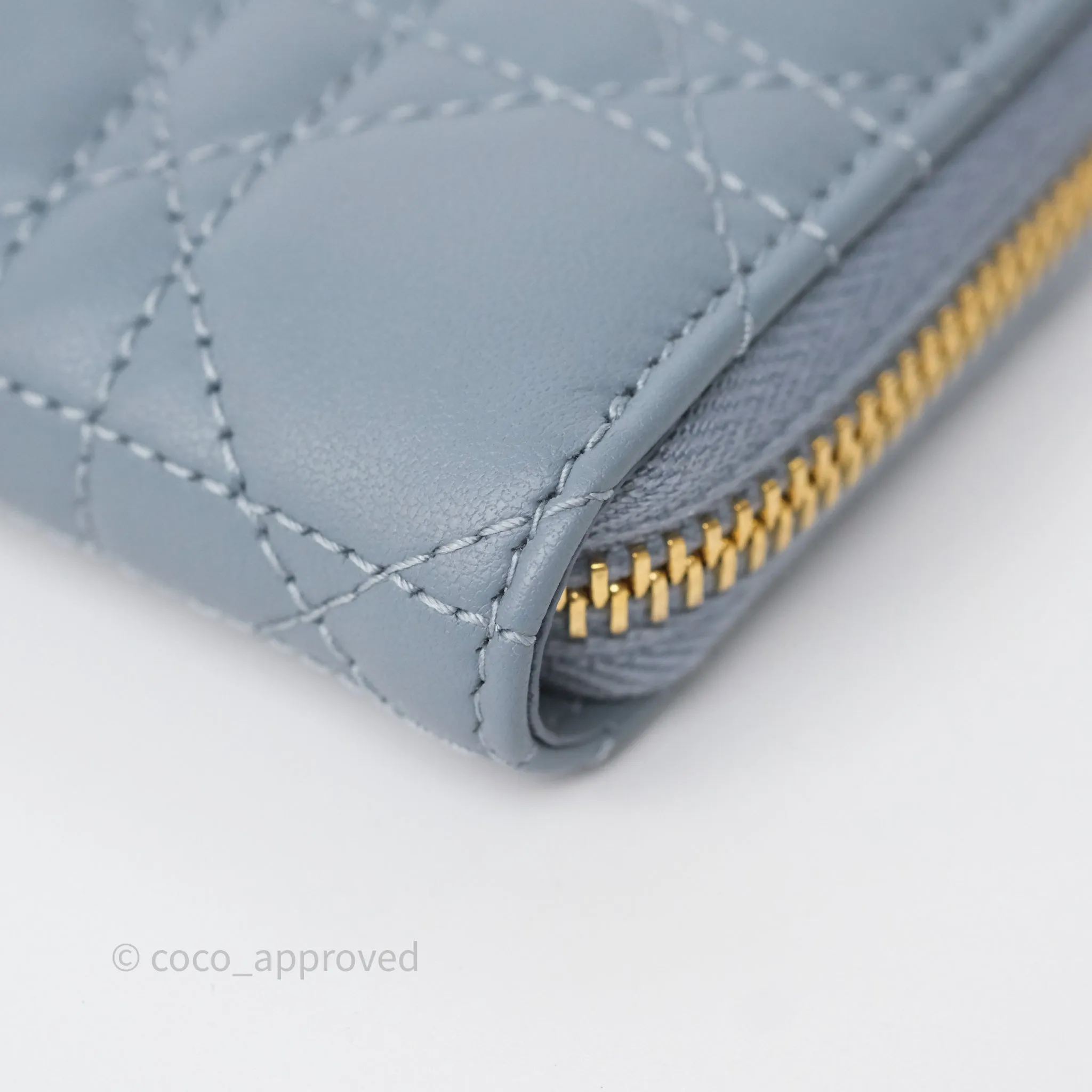 Dior Small Lady Dior Voyageur Coin Purse Cloud Blue Lambskin Cannage