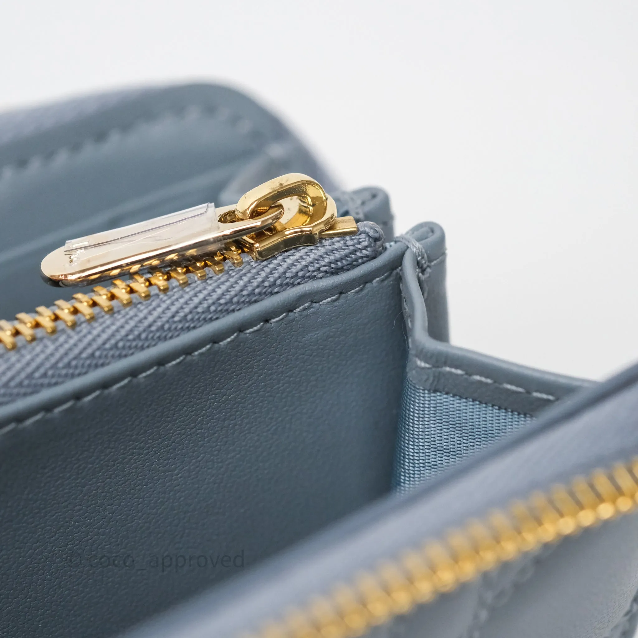 Dior Small Lady Dior Voyageur Coin Purse Cloud Blue Lambskin Cannage