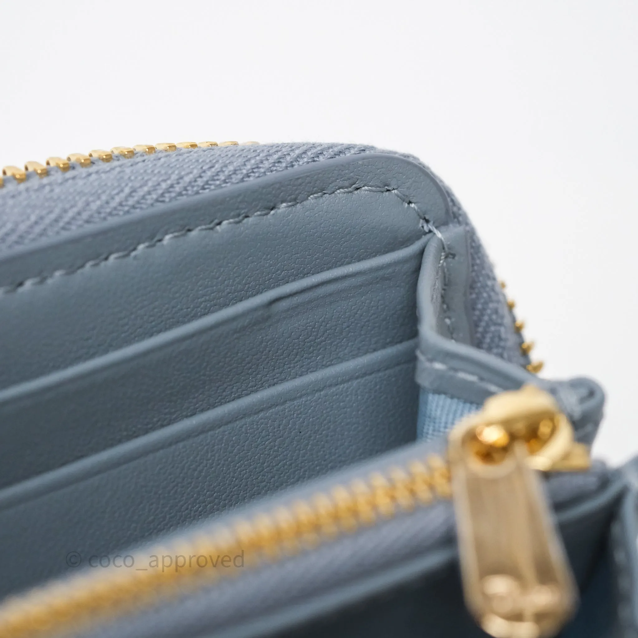 Dior Small Lady Dior Voyageur Coin Purse Cloud Blue Lambskin Cannage