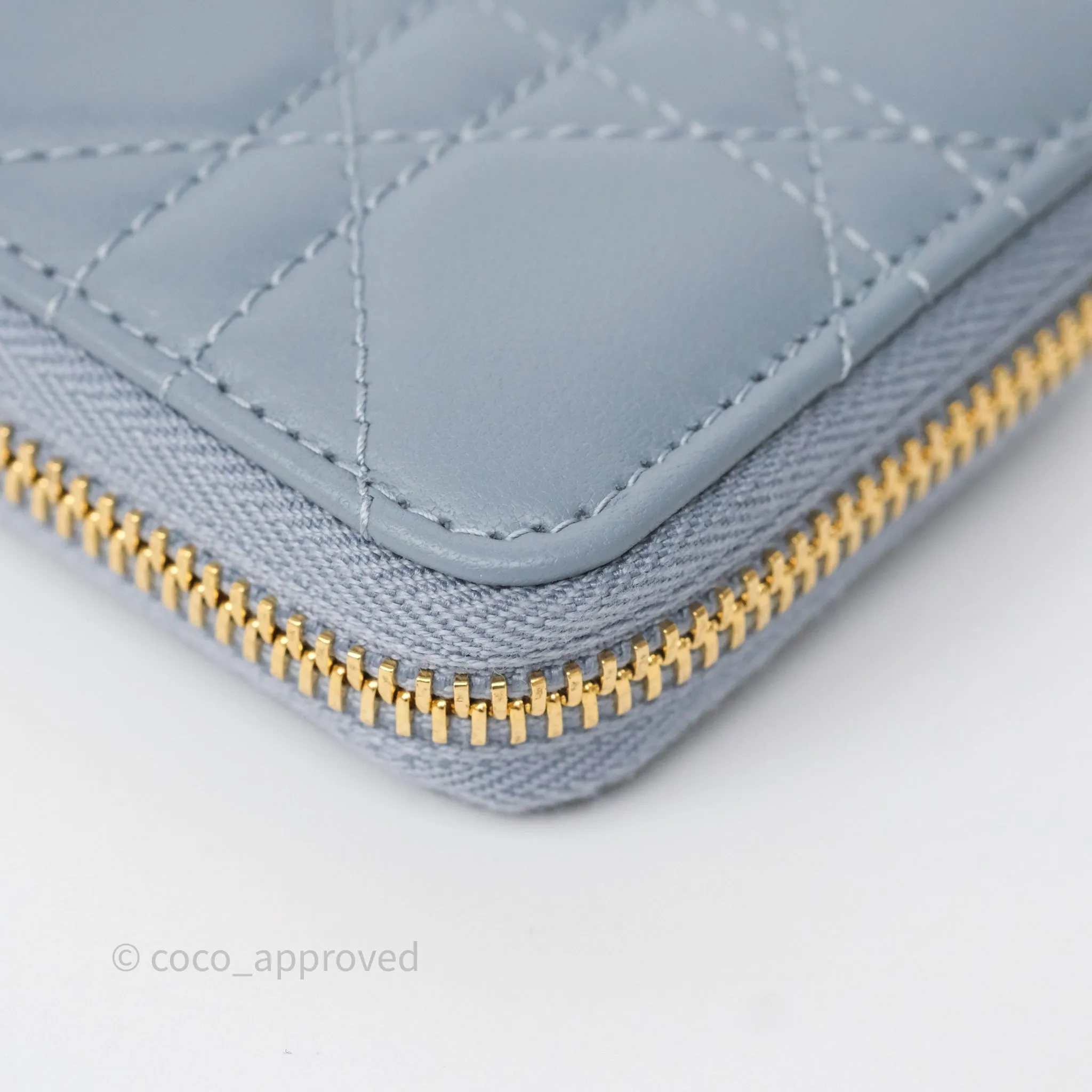 Dior Small Lady Dior Voyageur Coin Purse Cloud Blue Lambskin Cannage
