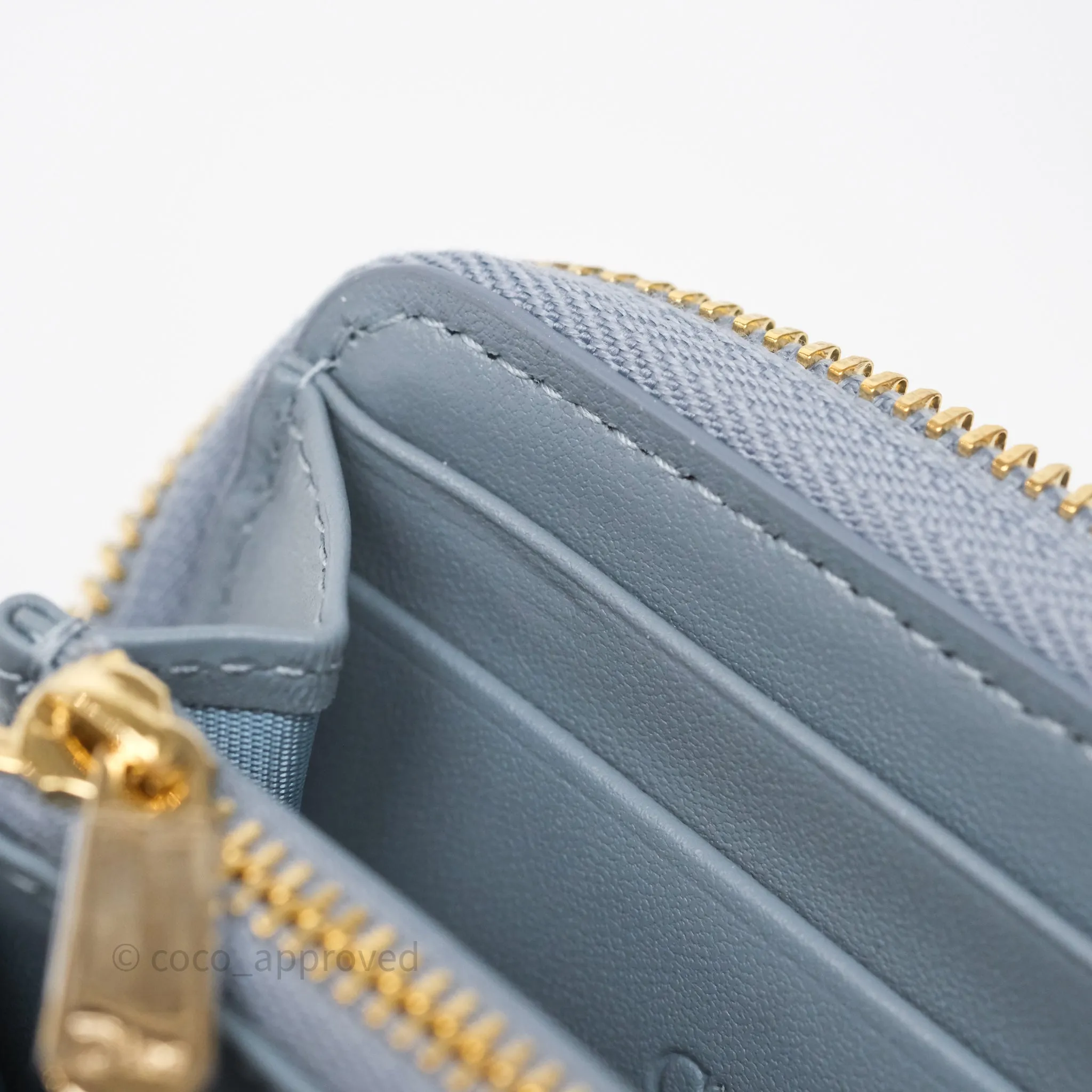 Dior Small Lady Dior Voyageur Coin Purse Cloud Blue Lambskin Cannage