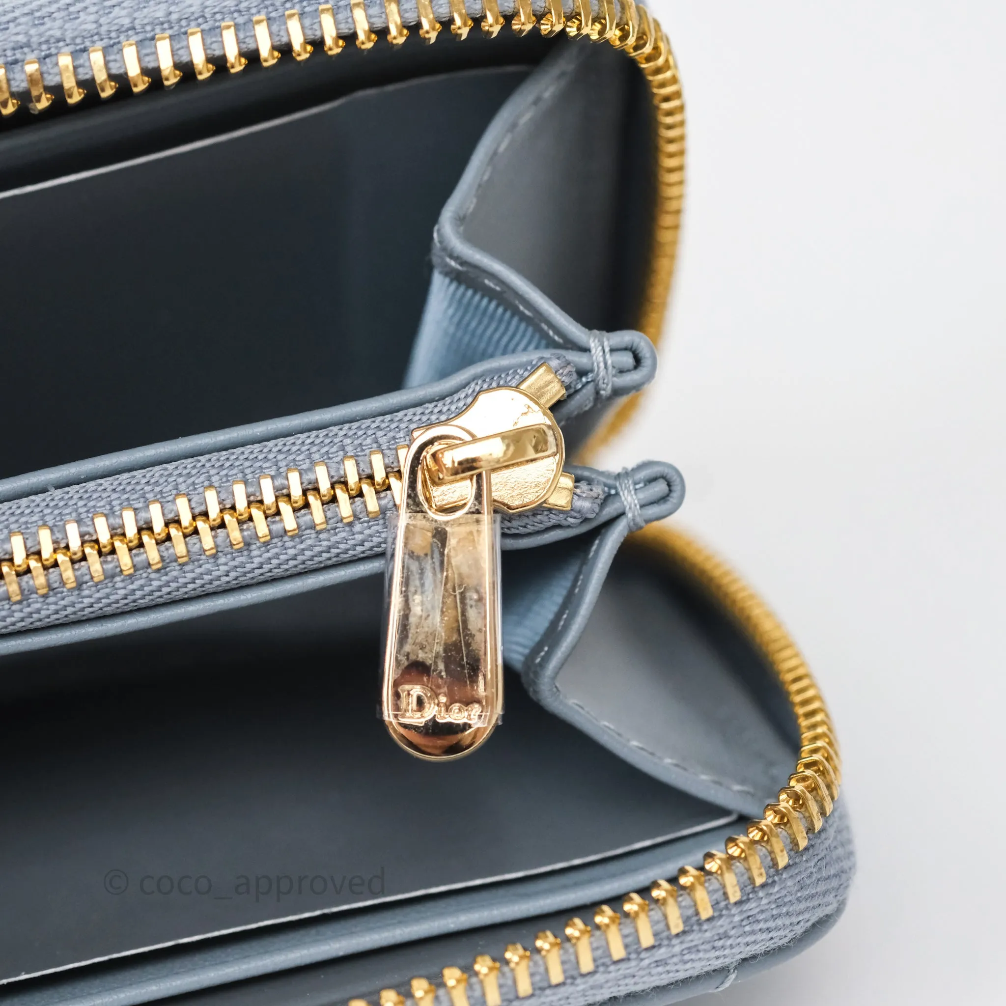 Dior Small Lady Dior Voyageur Coin Purse Cloud Blue Lambskin Cannage