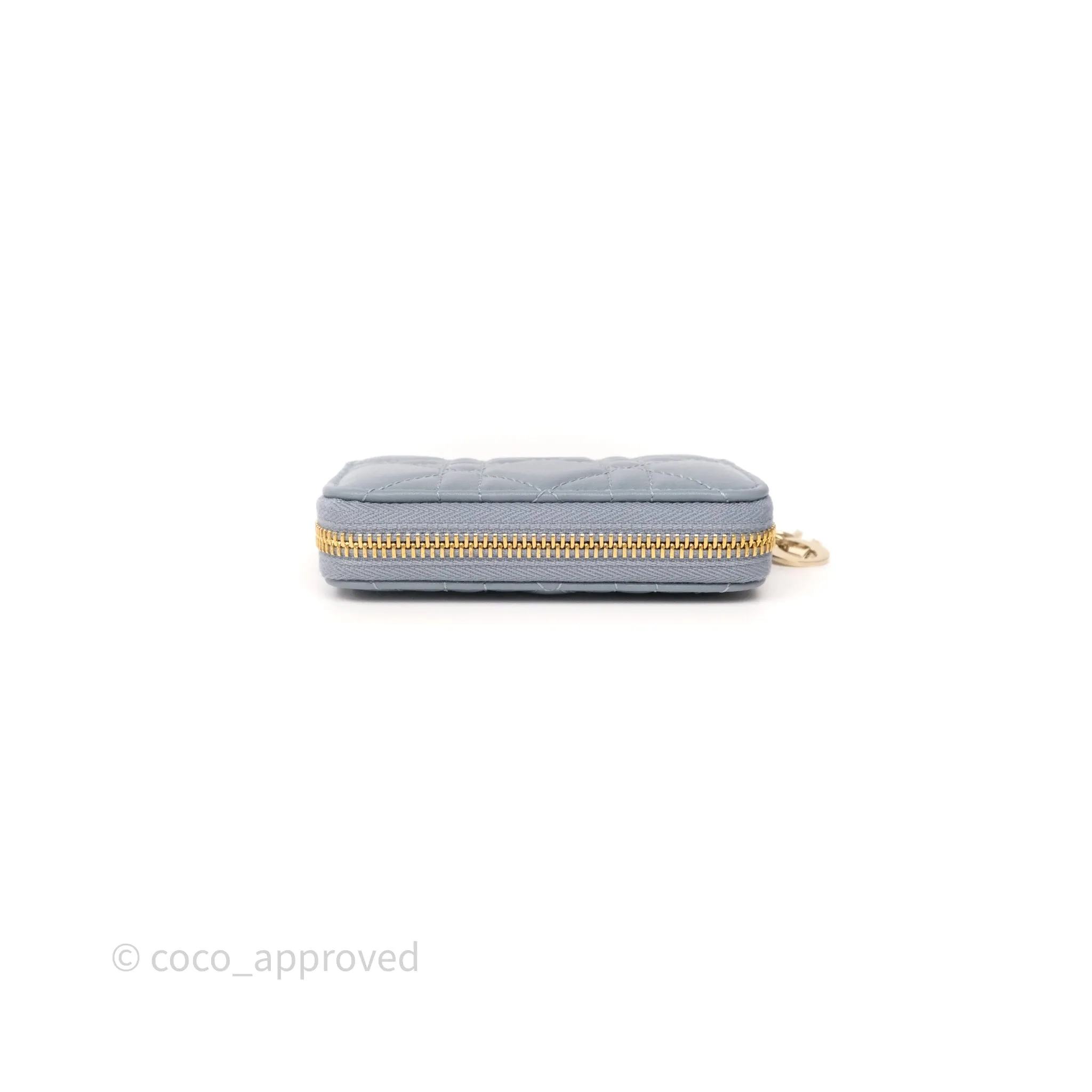 Dior Small Lady Dior Voyageur Coin Purse Cloud Blue Lambskin Cannage