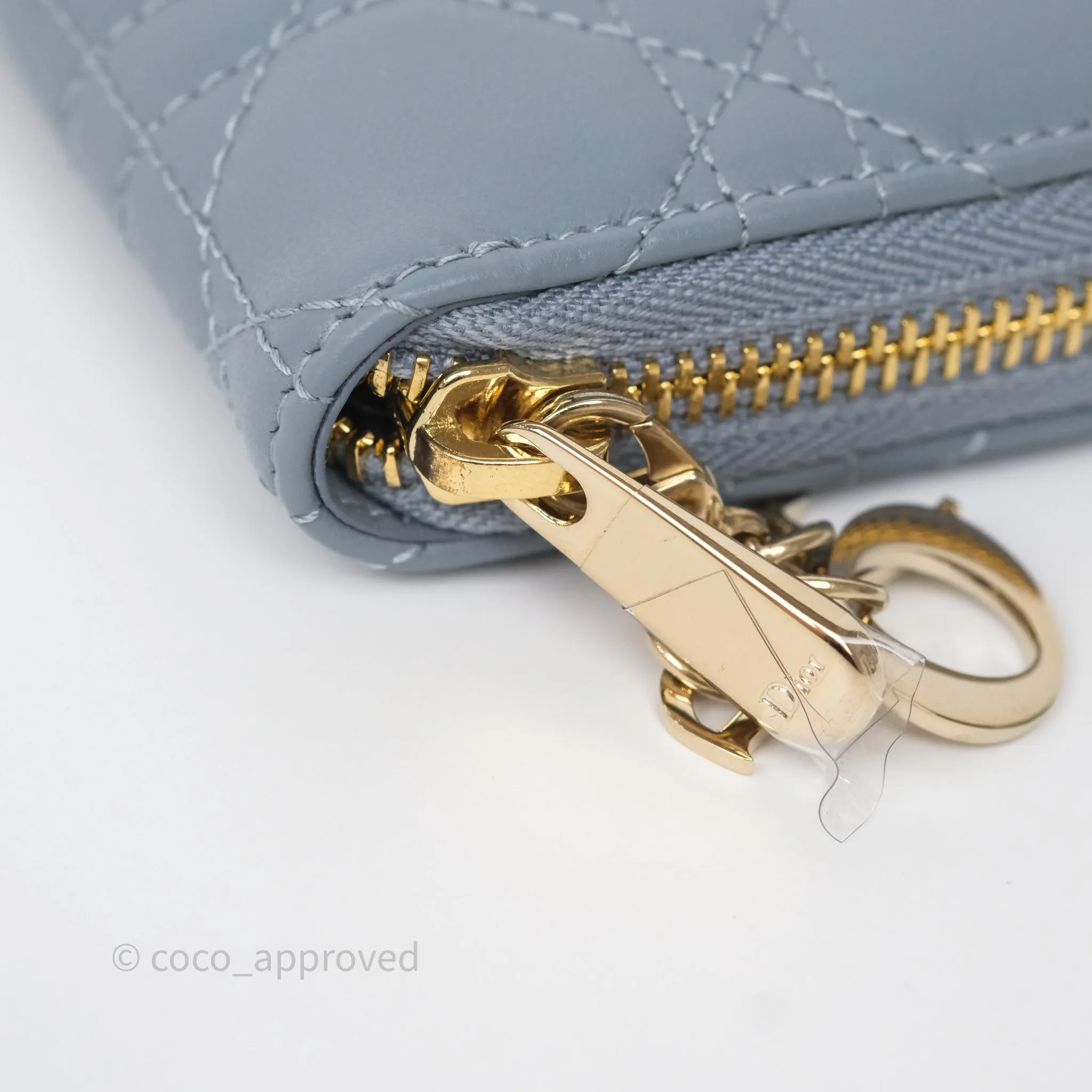 Dior Small Lady Dior Voyageur Coin Purse Cloud Blue Lambskin Cannage