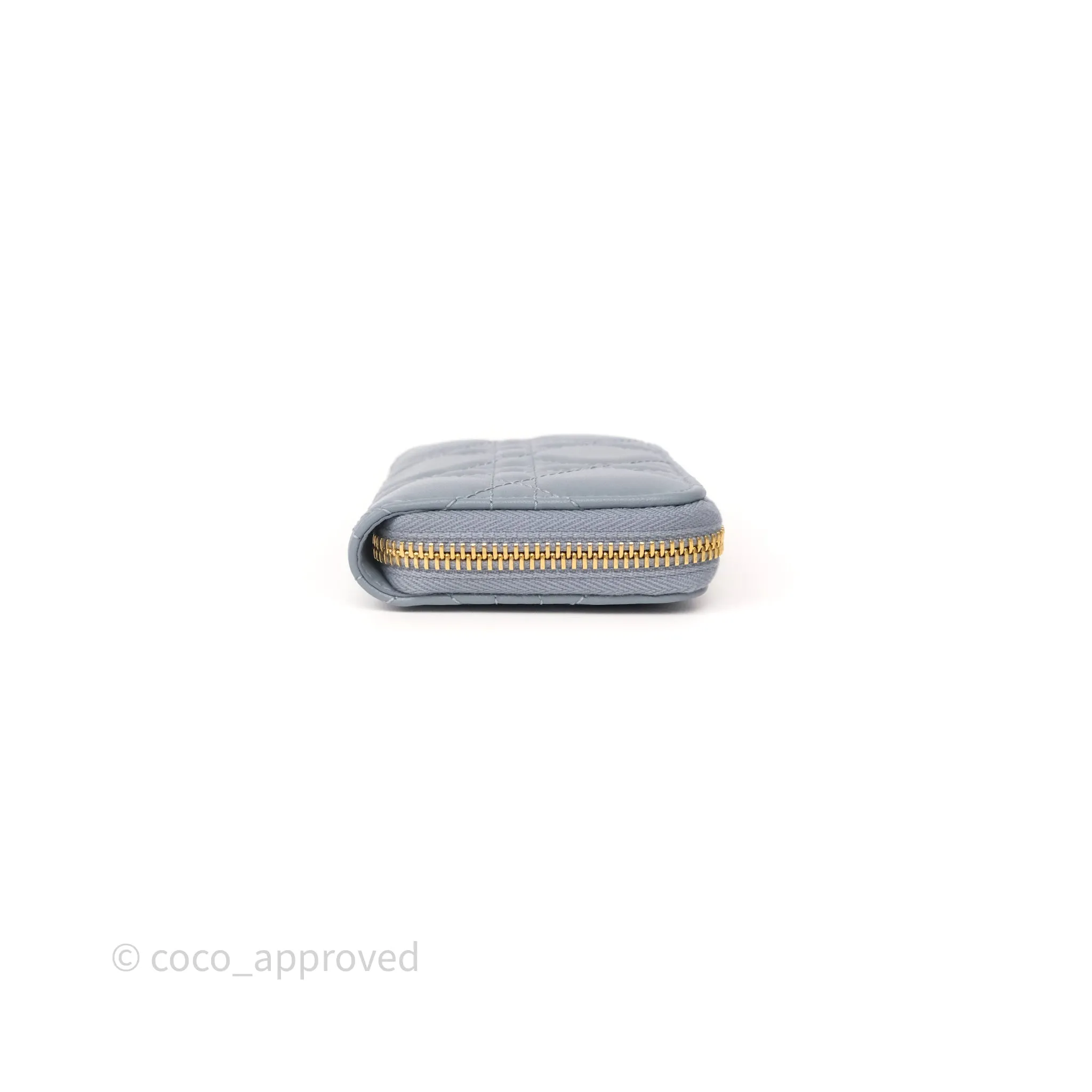 Dior Small Lady Dior Voyageur Coin Purse Cloud Blue Lambskin Cannage