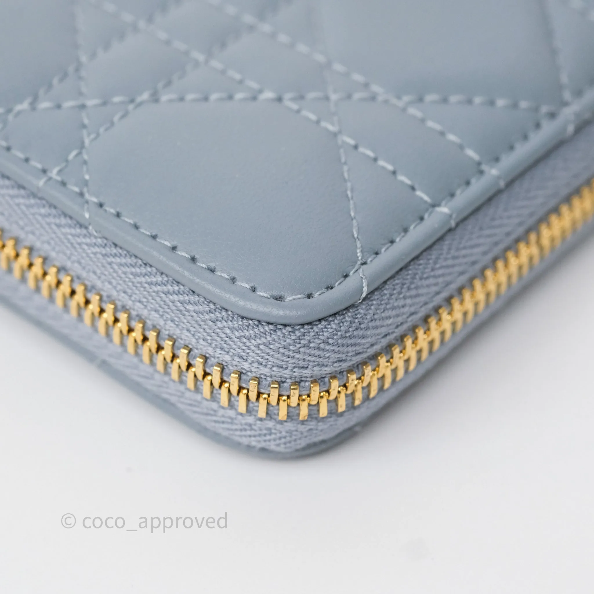 Dior Small Lady Dior Voyageur Coin Purse Cloud Blue Lambskin Cannage
