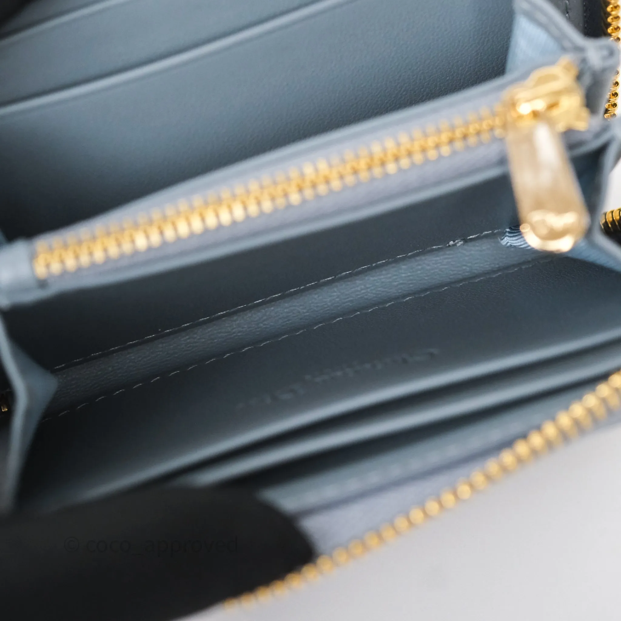 Dior Small Lady Dior Voyageur Coin Purse Cloud Blue Lambskin Cannage