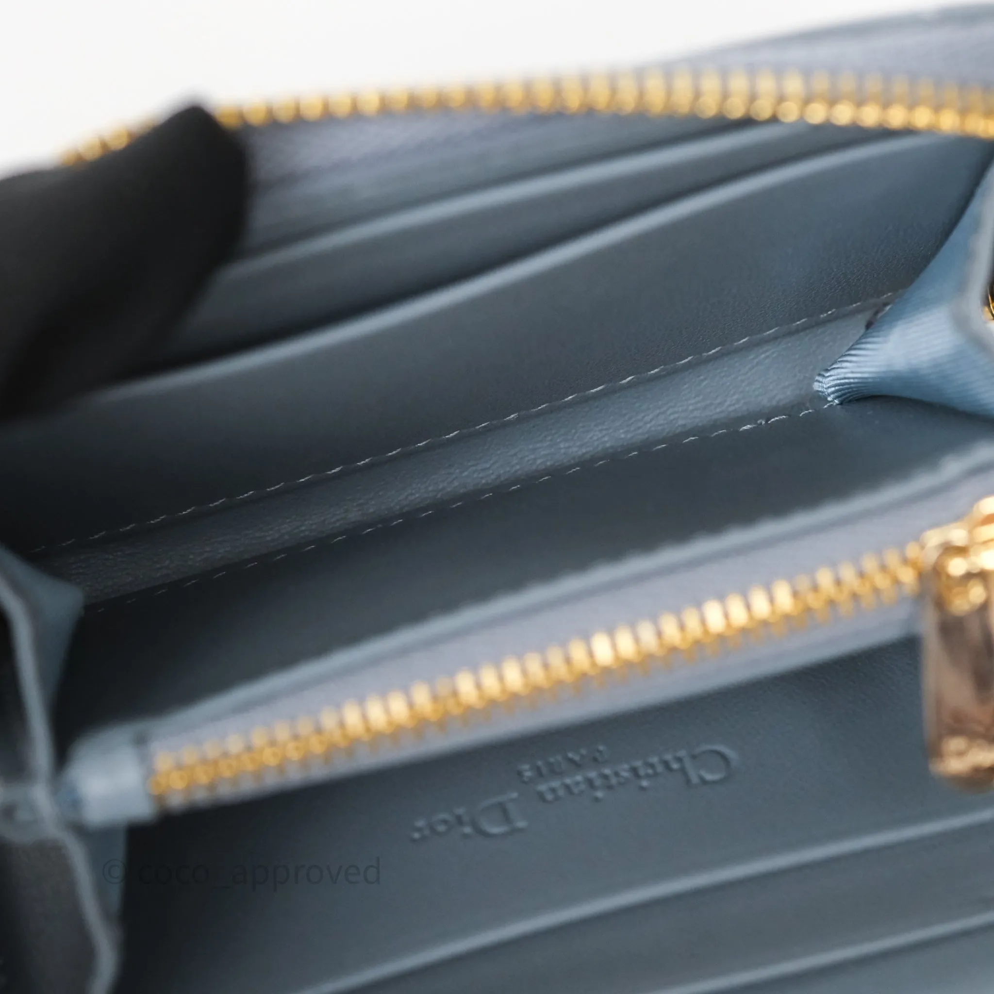 Dior Small Lady Dior Voyageur Coin Purse Cloud Blue Lambskin Cannage