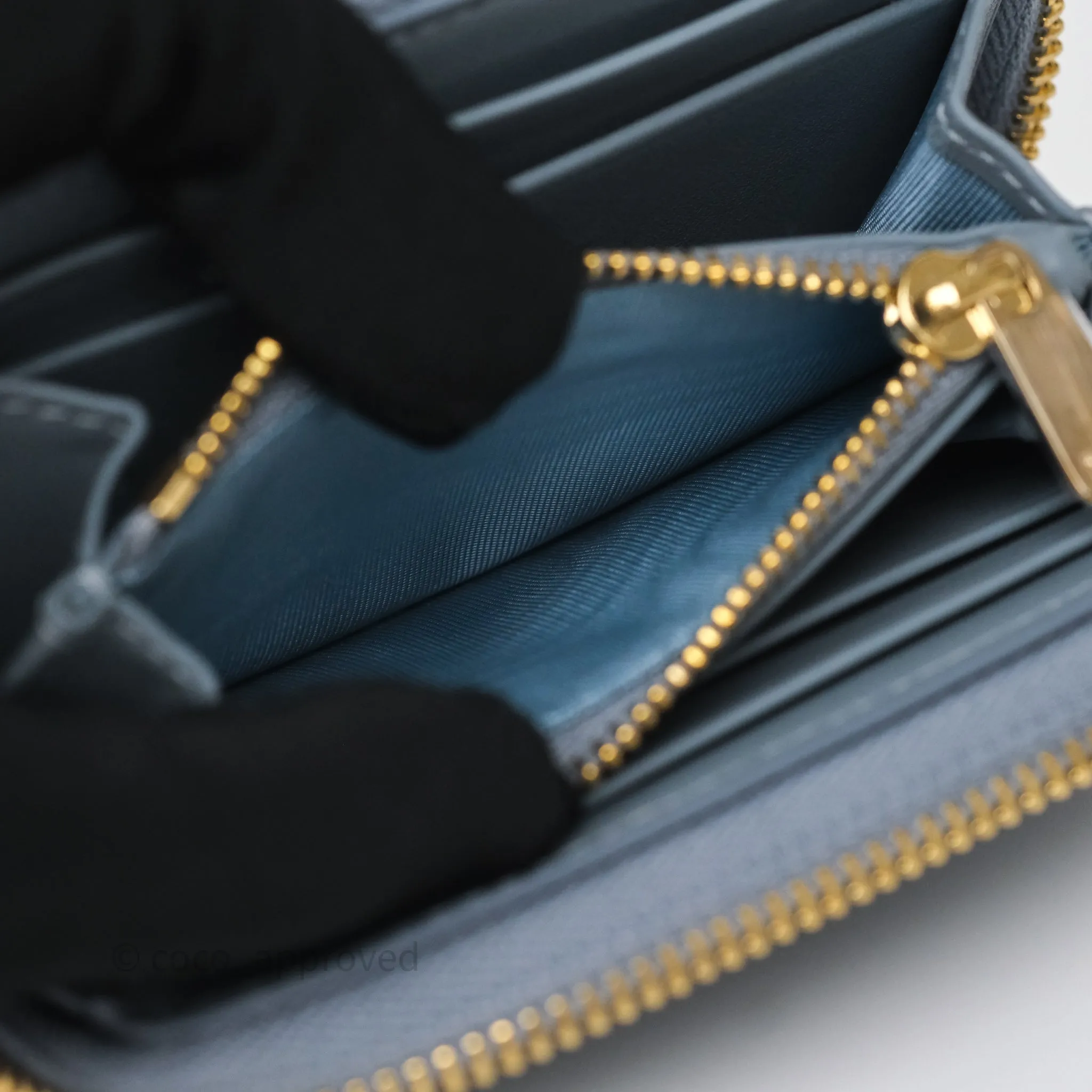 Dior Small Lady Dior Voyageur Coin Purse Cloud Blue Lambskin Cannage