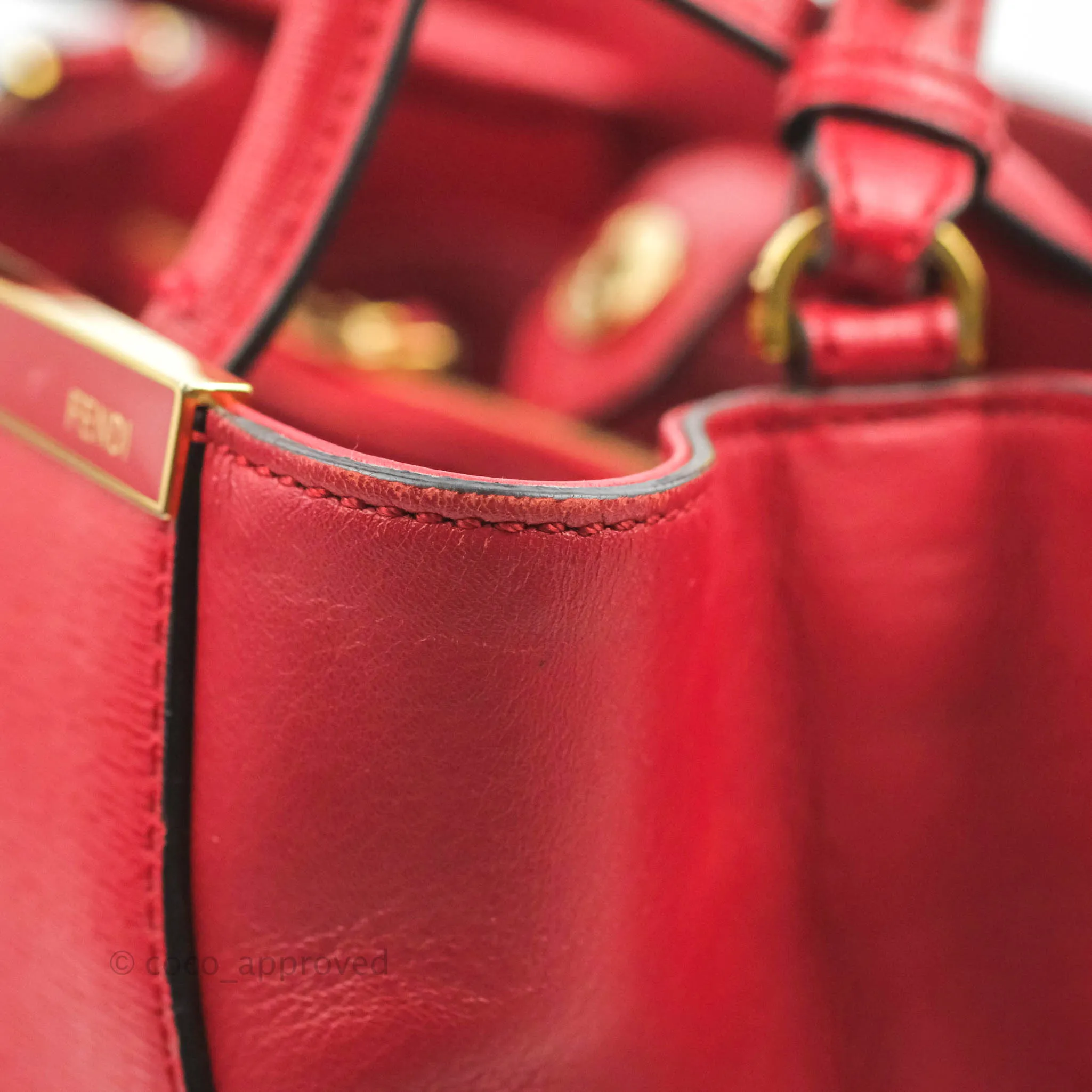 Fendi 2 Jours Red Bag Gold Hardware
