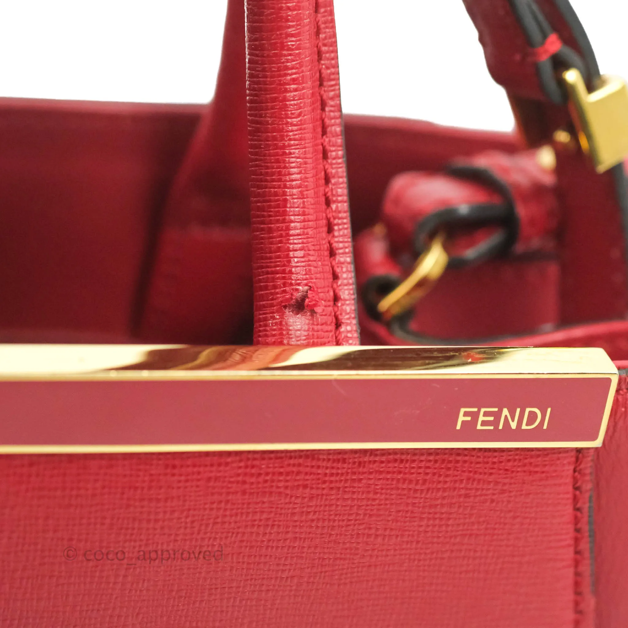Fendi 2 Jours Red Bag Gold Hardware