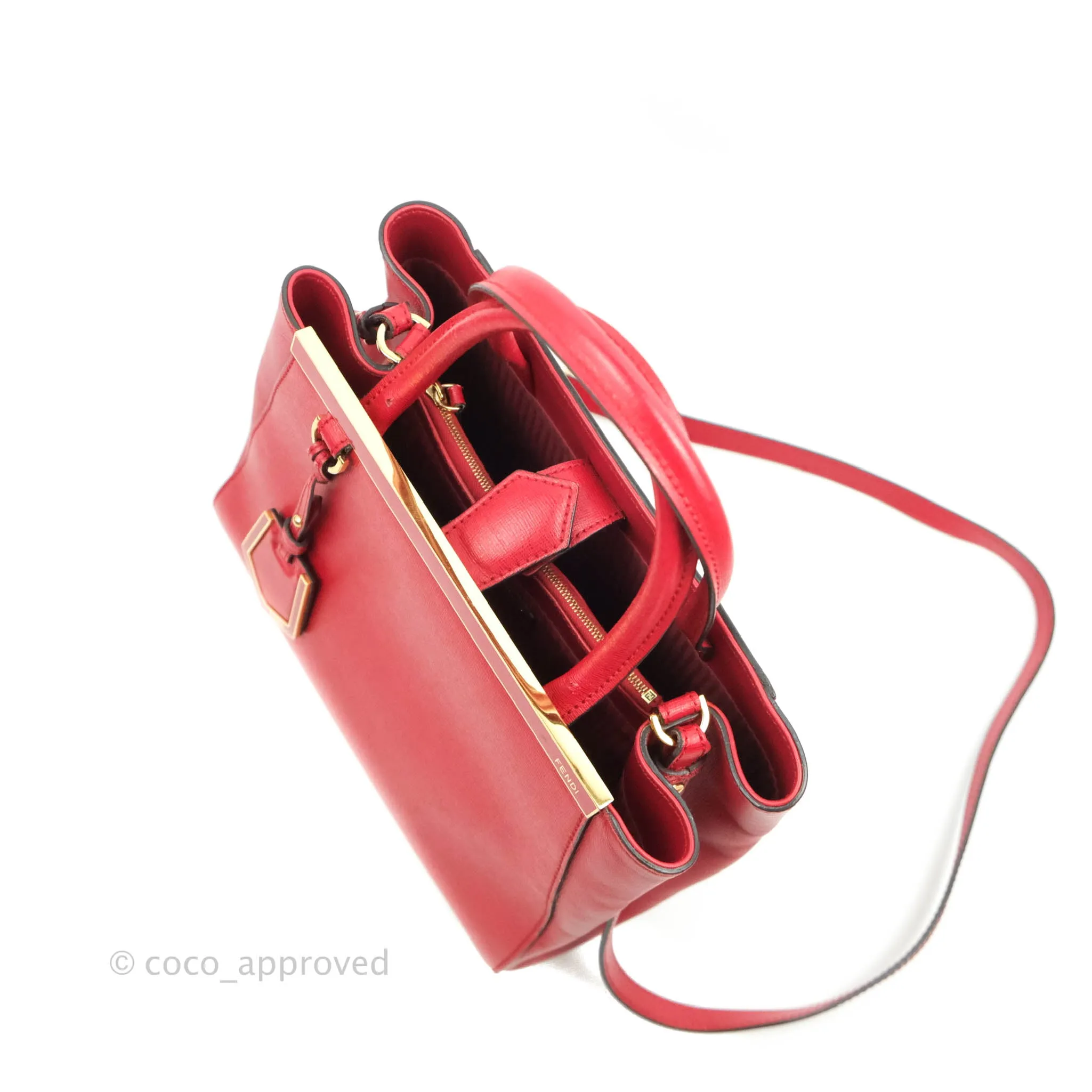 Fendi 2 Jours Red Bag Gold Hardware