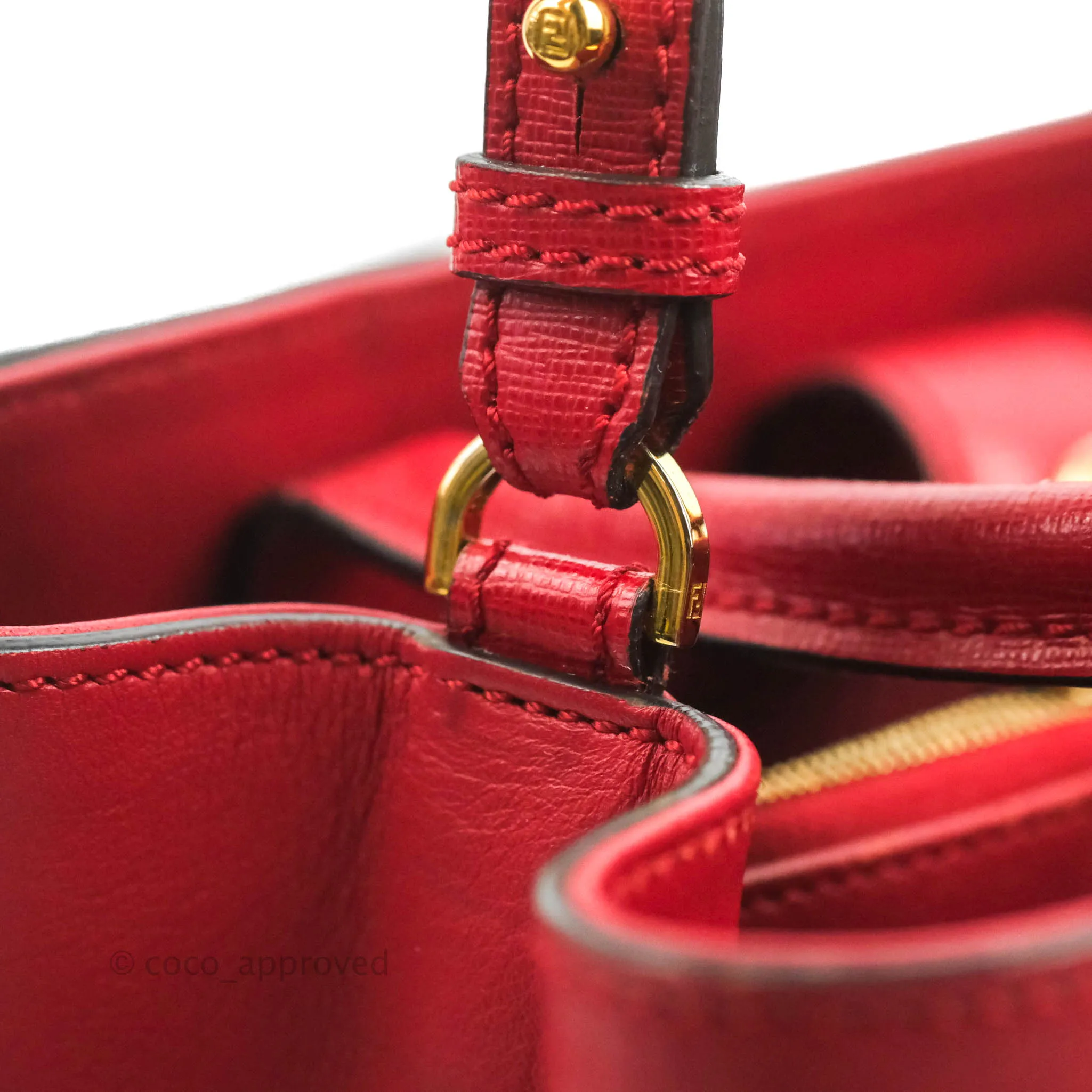Fendi 2 Jours Red Bag Gold Hardware