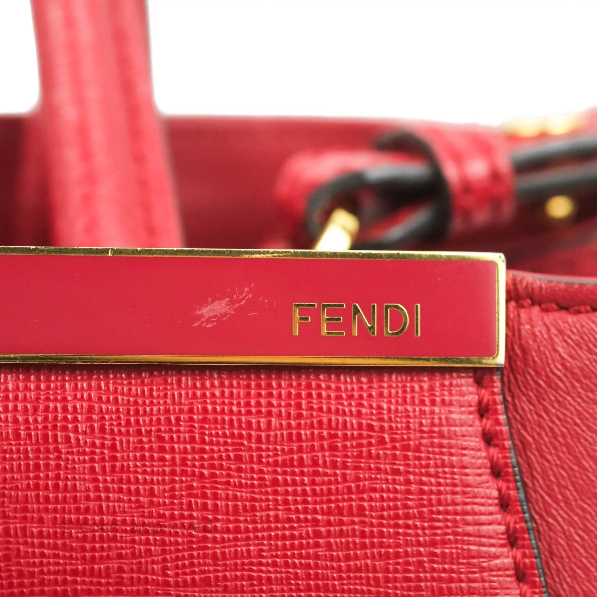 Fendi 2 Jours Red Bag Gold Hardware