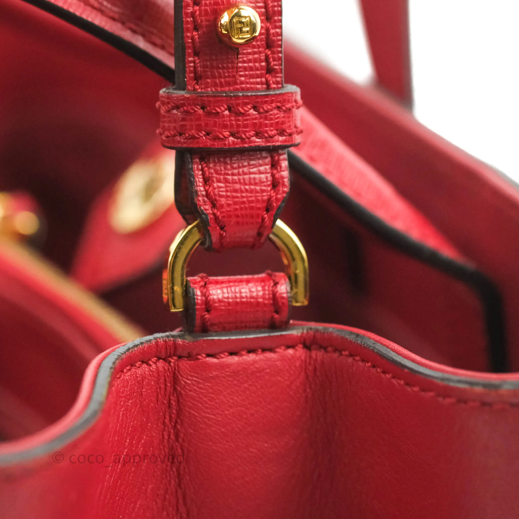 Fendi 2 Jours Red Bag Gold Hardware