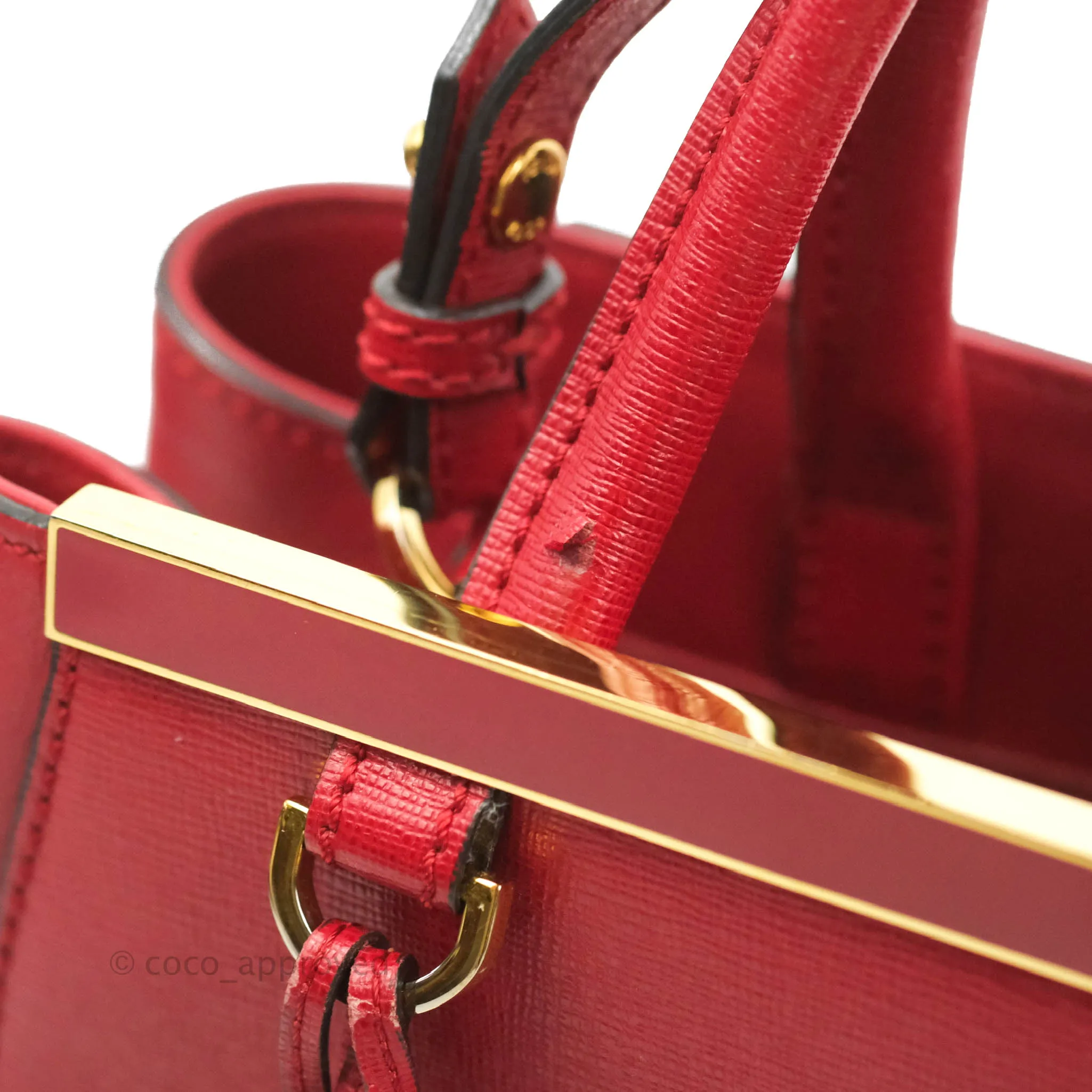 Fendi 2 Jours Red Bag Gold Hardware