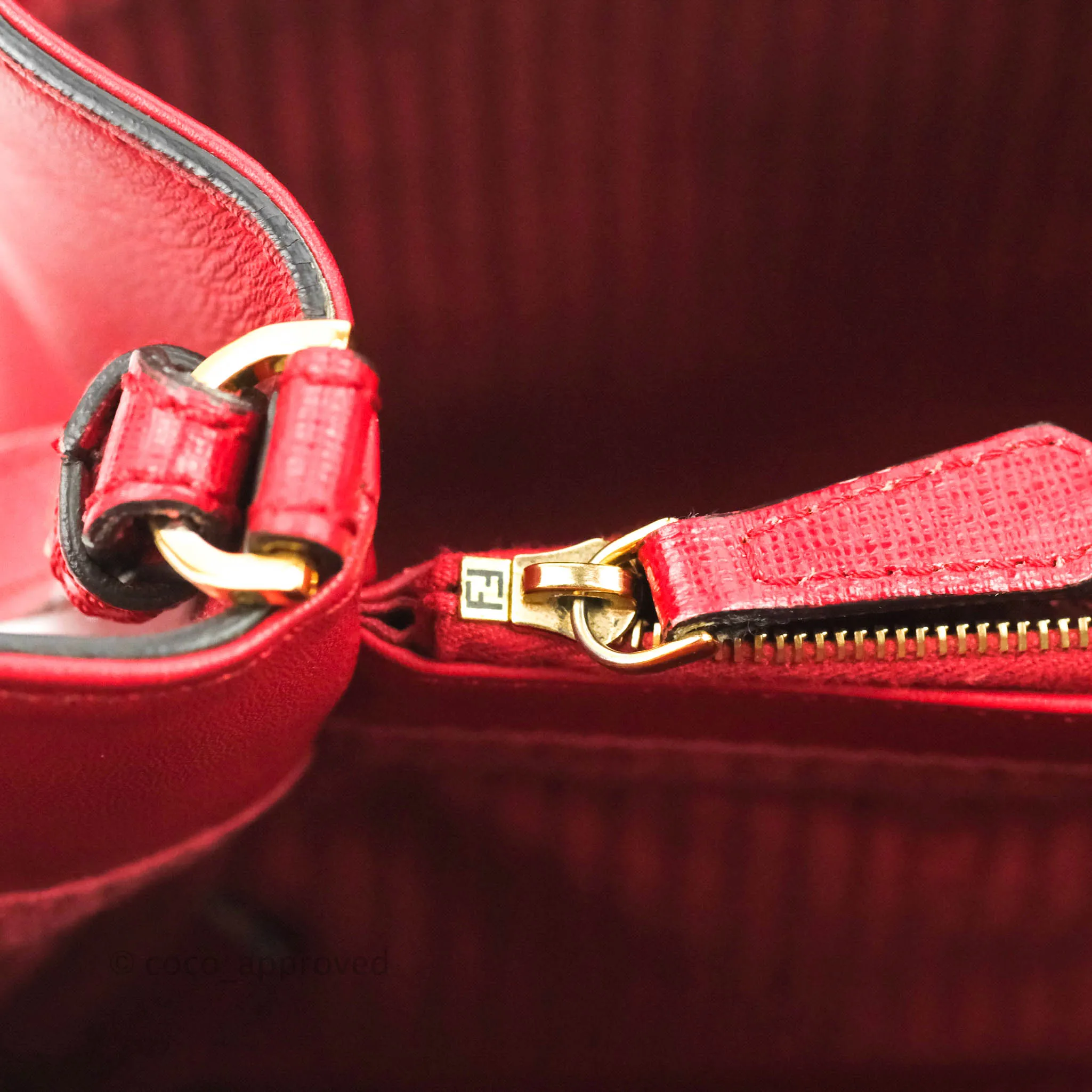 Fendi 2 Jours Red Bag Gold Hardware
