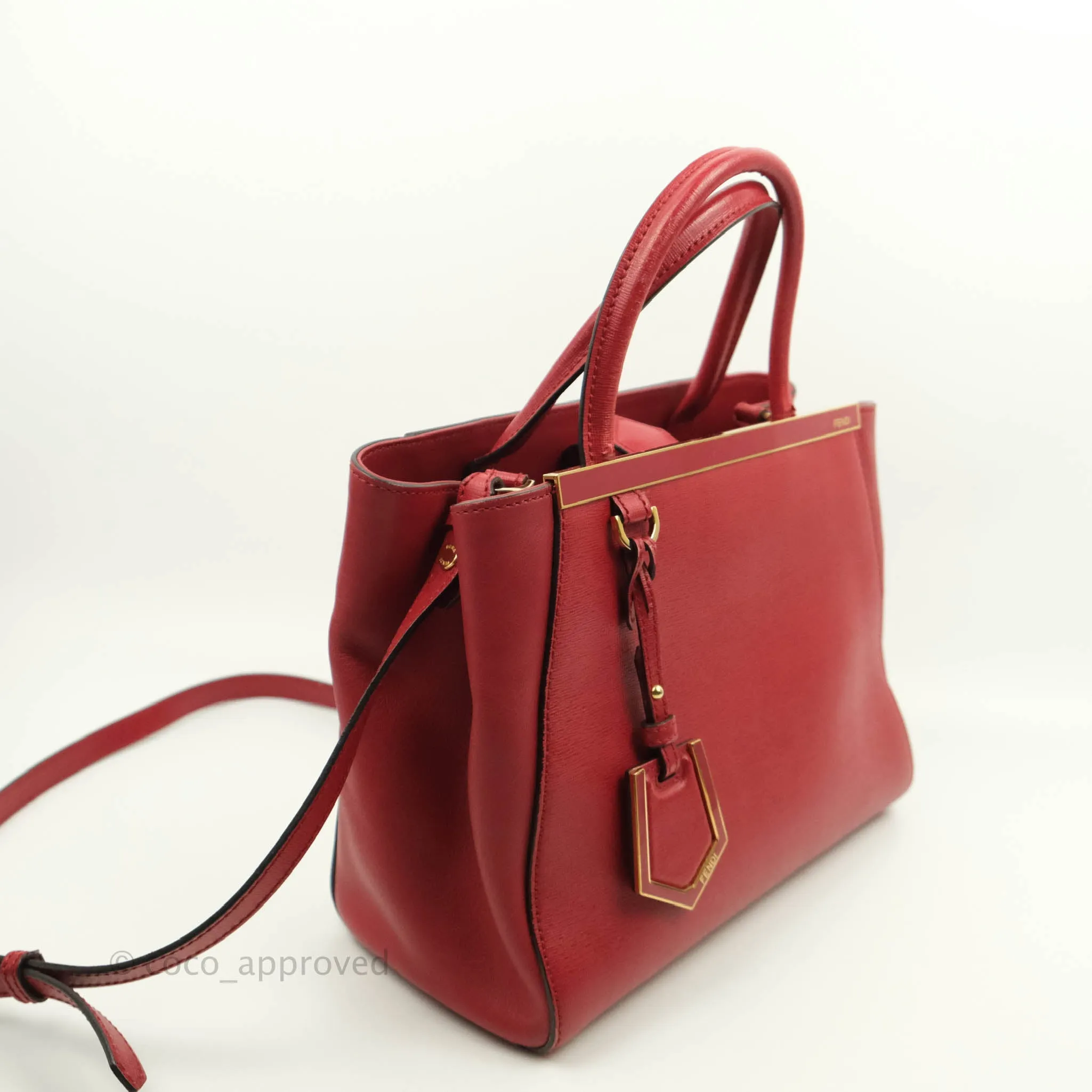 Fendi 2 Jours Red Bag Gold Hardware
