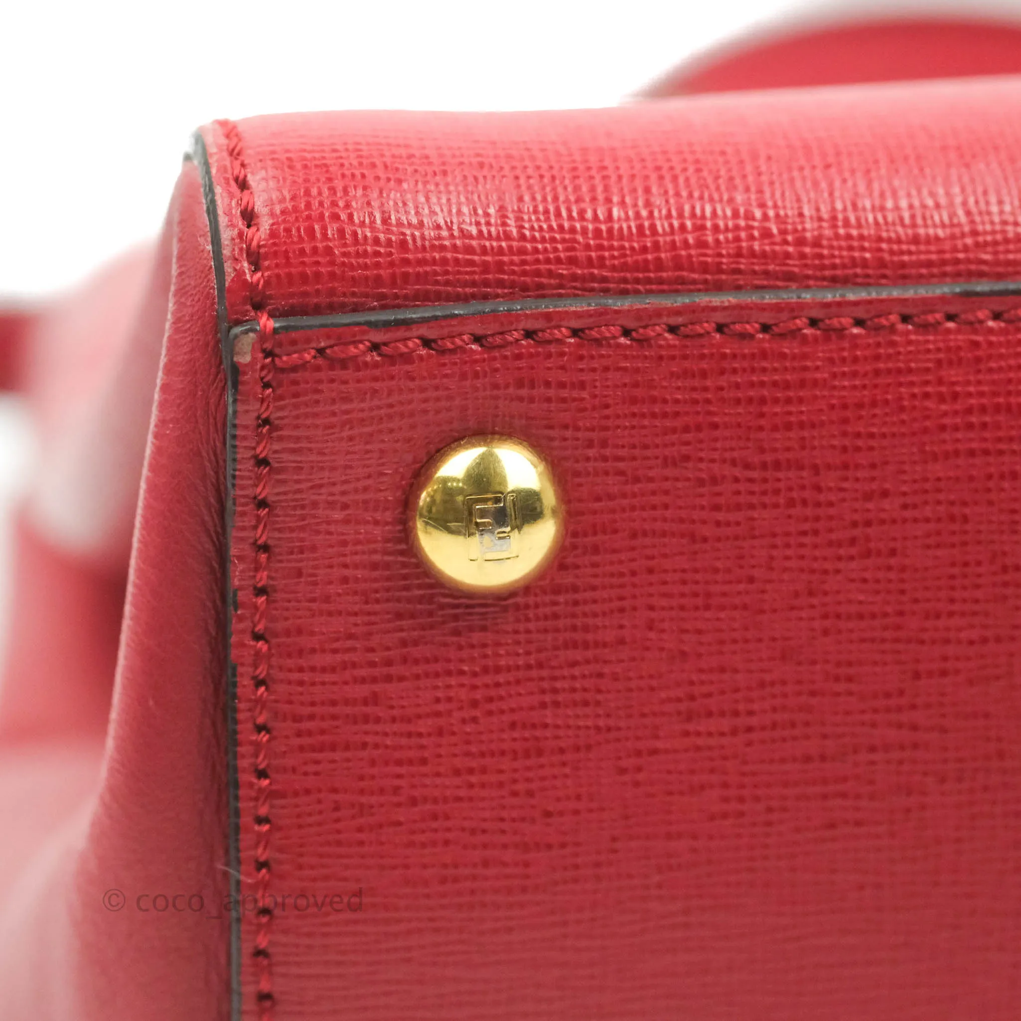 Fendi 2 Jours Red Bag Gold Hardware