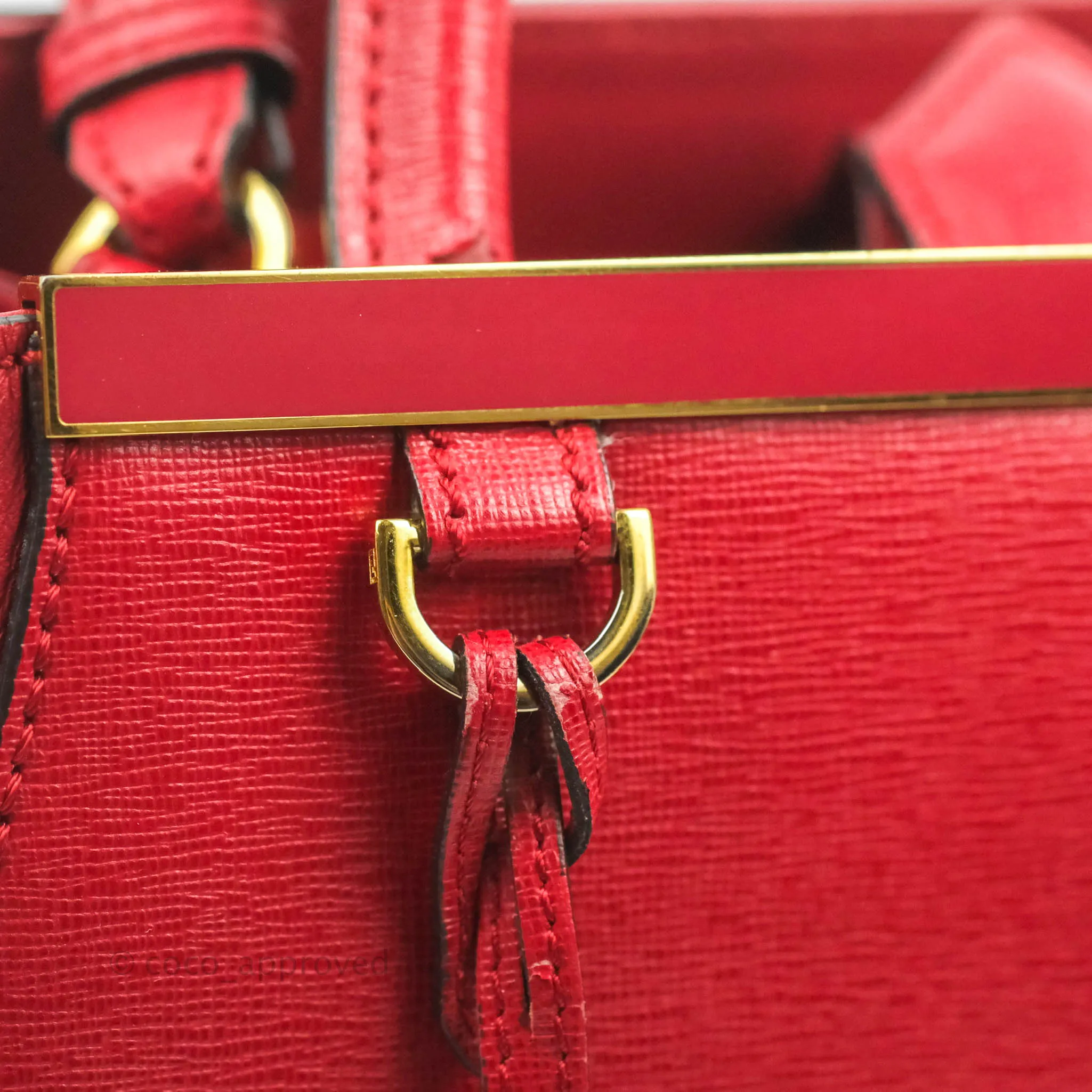 Fendi 2 Jours Red Bag Gold Hardware