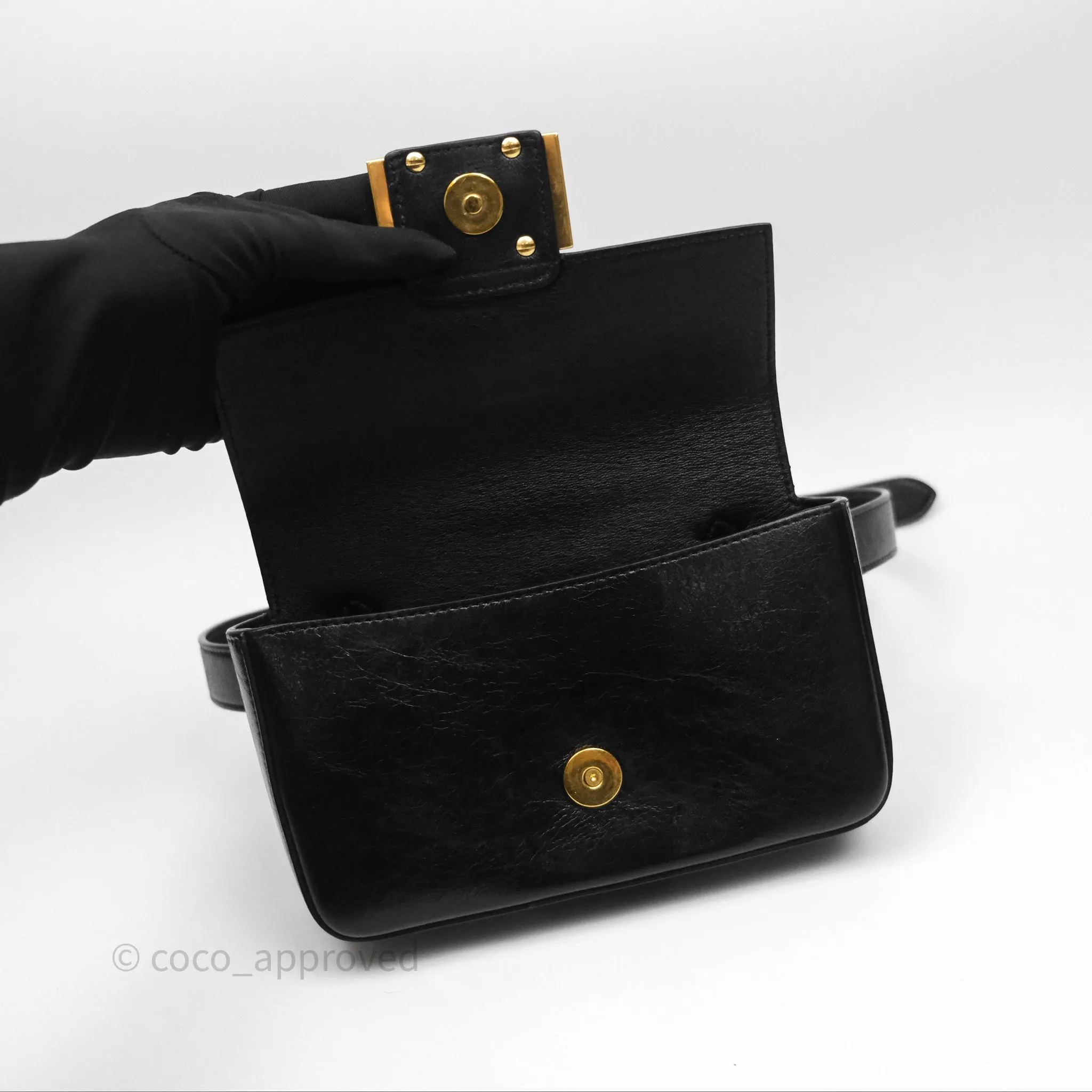 Fendi Baguette Belt Bag Black Lambskin Gold Hardware