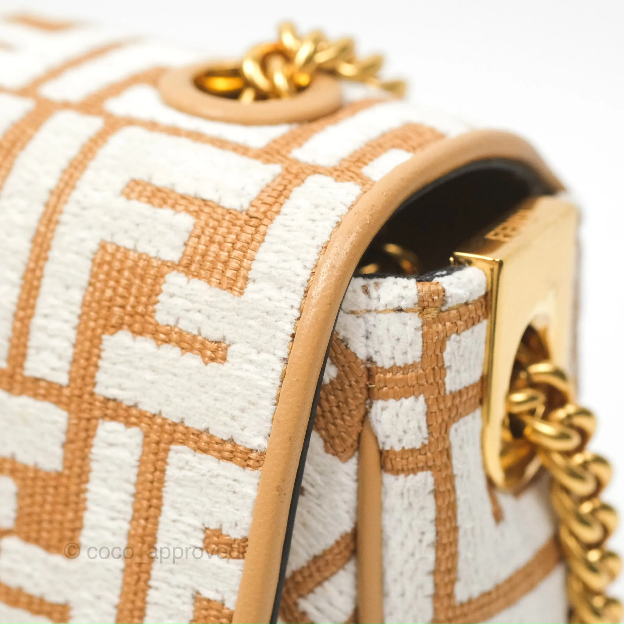 Fendi Baguette Chain Midi Bag Raffia