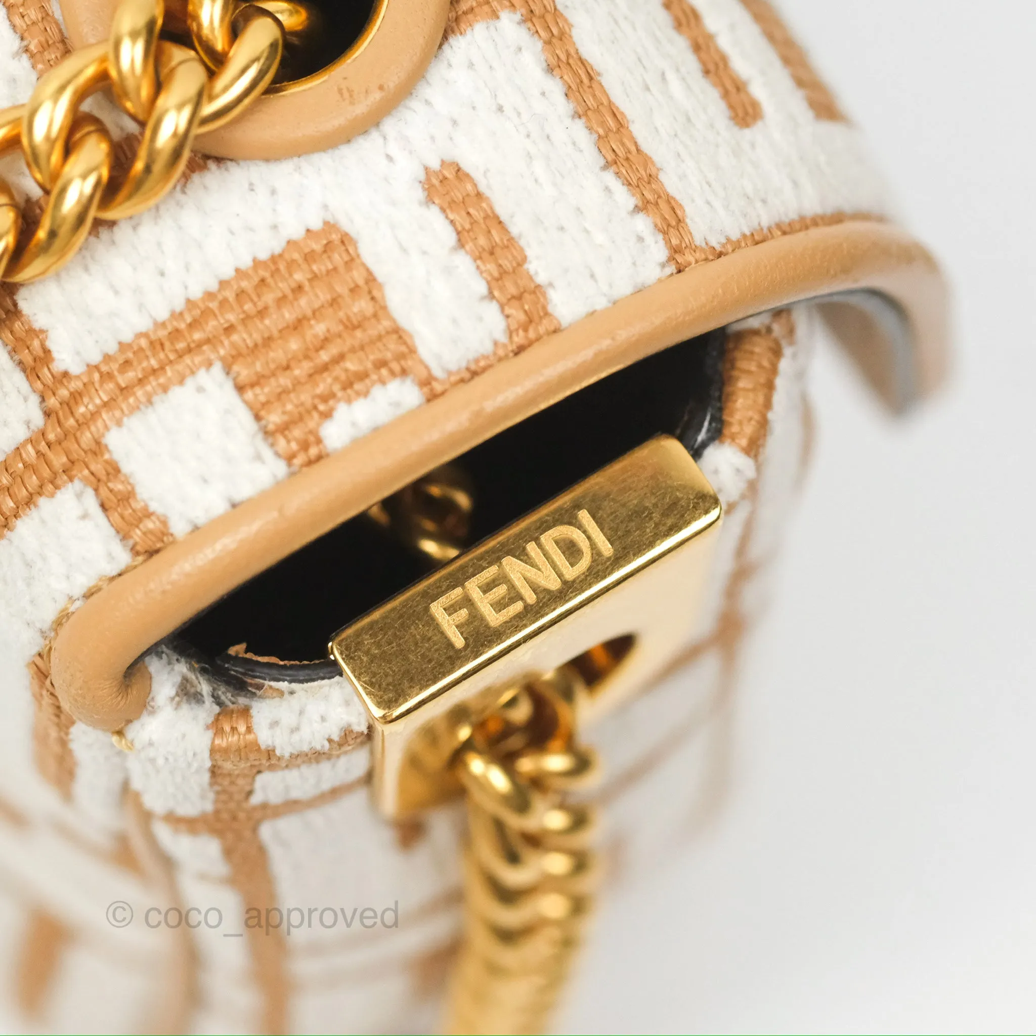 Fendi Baguette Chain Midi Bag Raffia